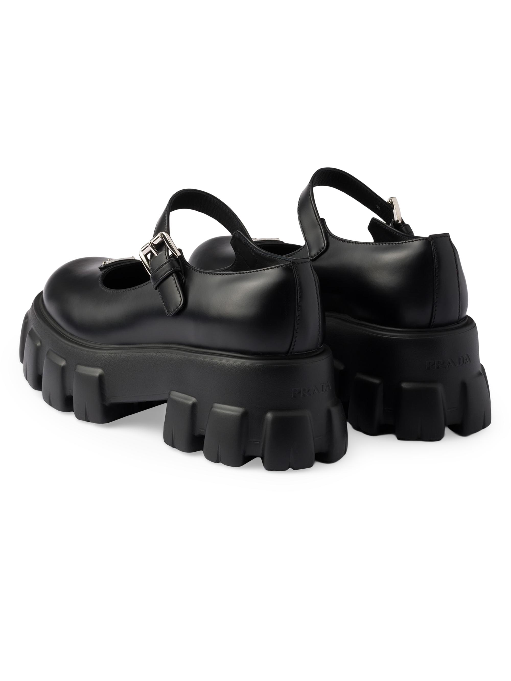 Prada Brushed Leather Monolith Mary Janes | Saks Fifth Avenue