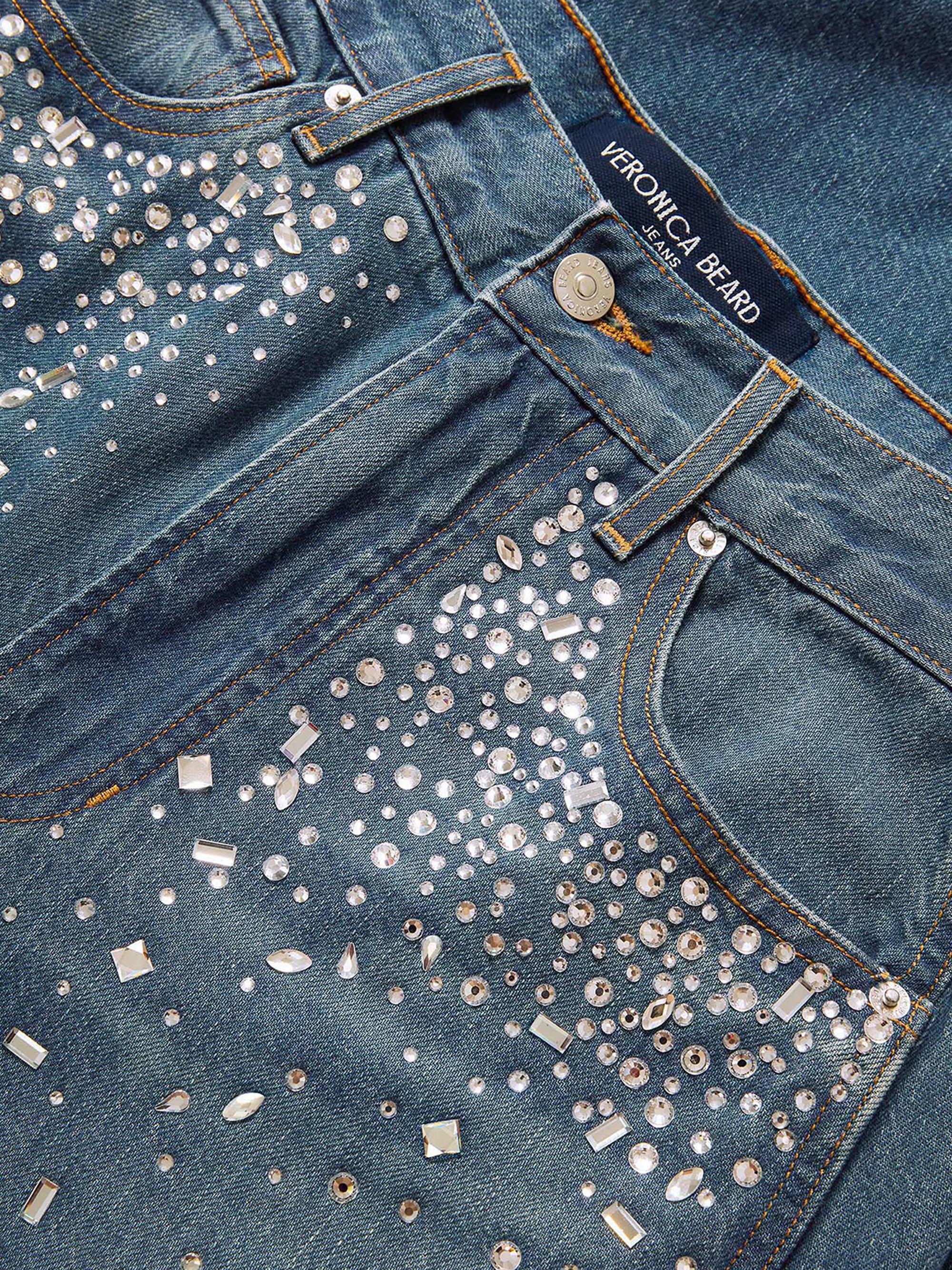 Veronica Beard Kasey Crystal-Embellished Wide-Leg Jeans | Saks