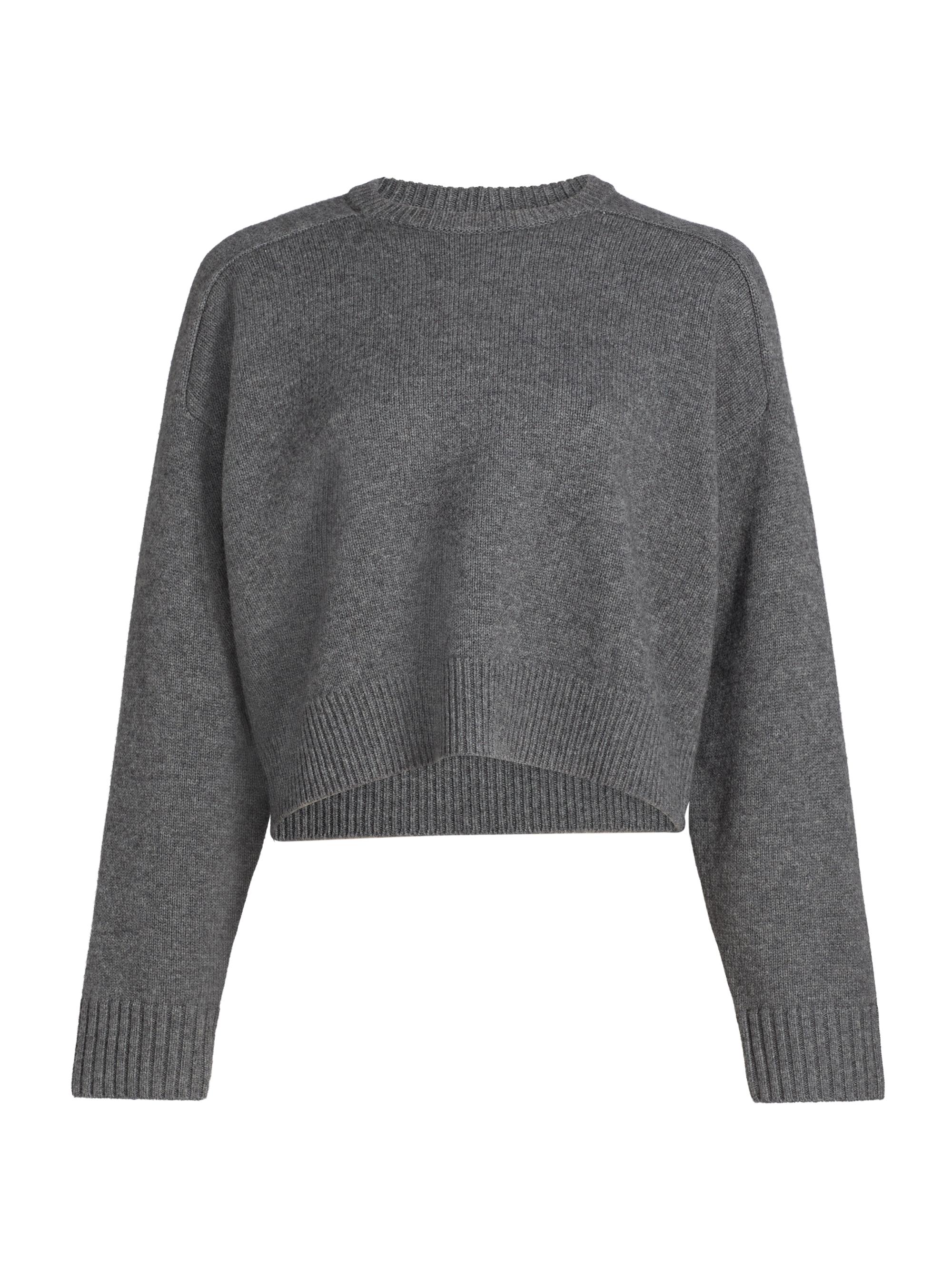 Loulou de Saison Women's Bruzzi Cropped Wool-Cashmere Sweater - Anthracite Melange