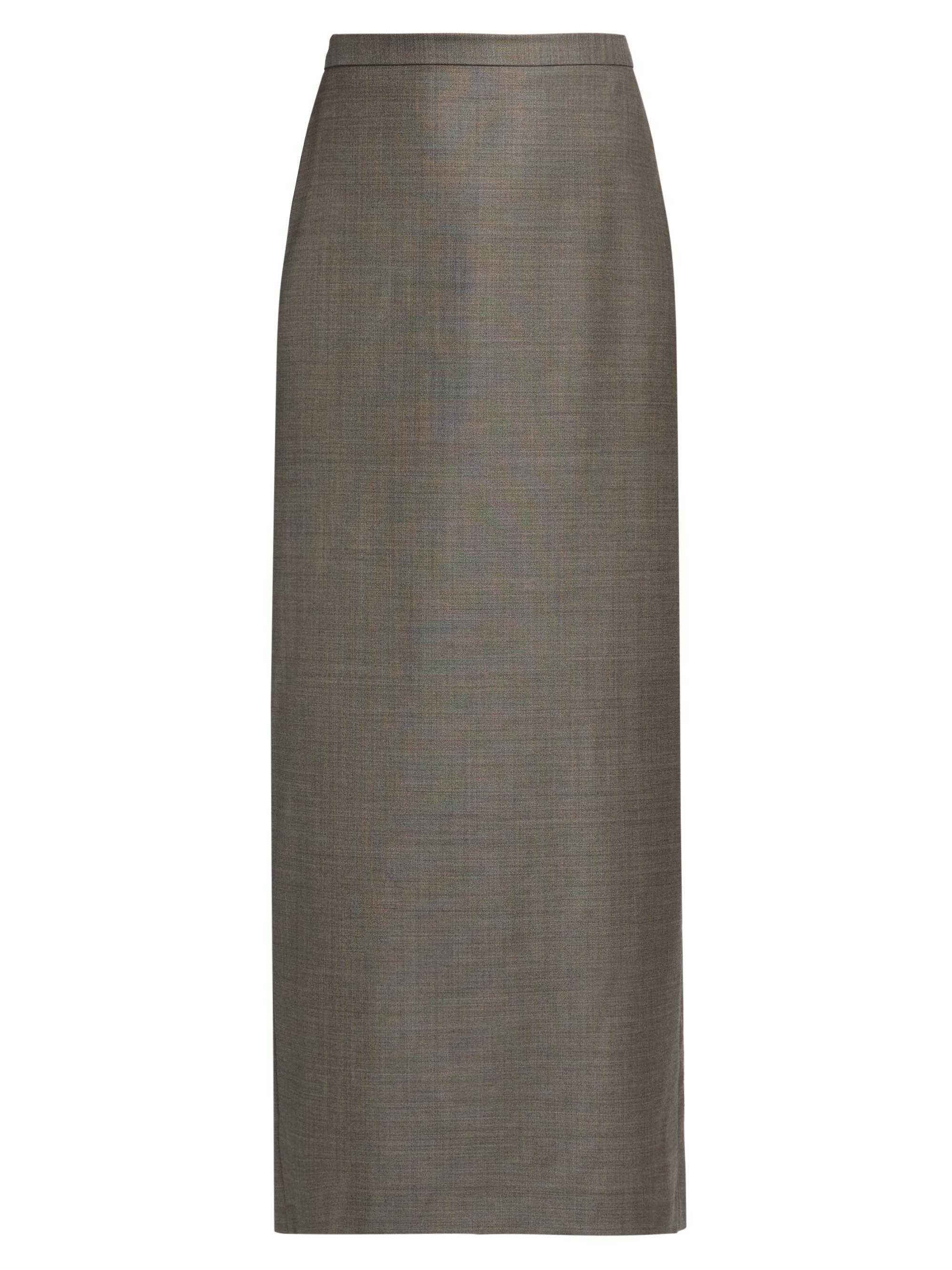 Loulou de Saison Women's Cara Virgin Wool Pencil Midi-Skirt - Dark Brown Melange - Women's Clothing