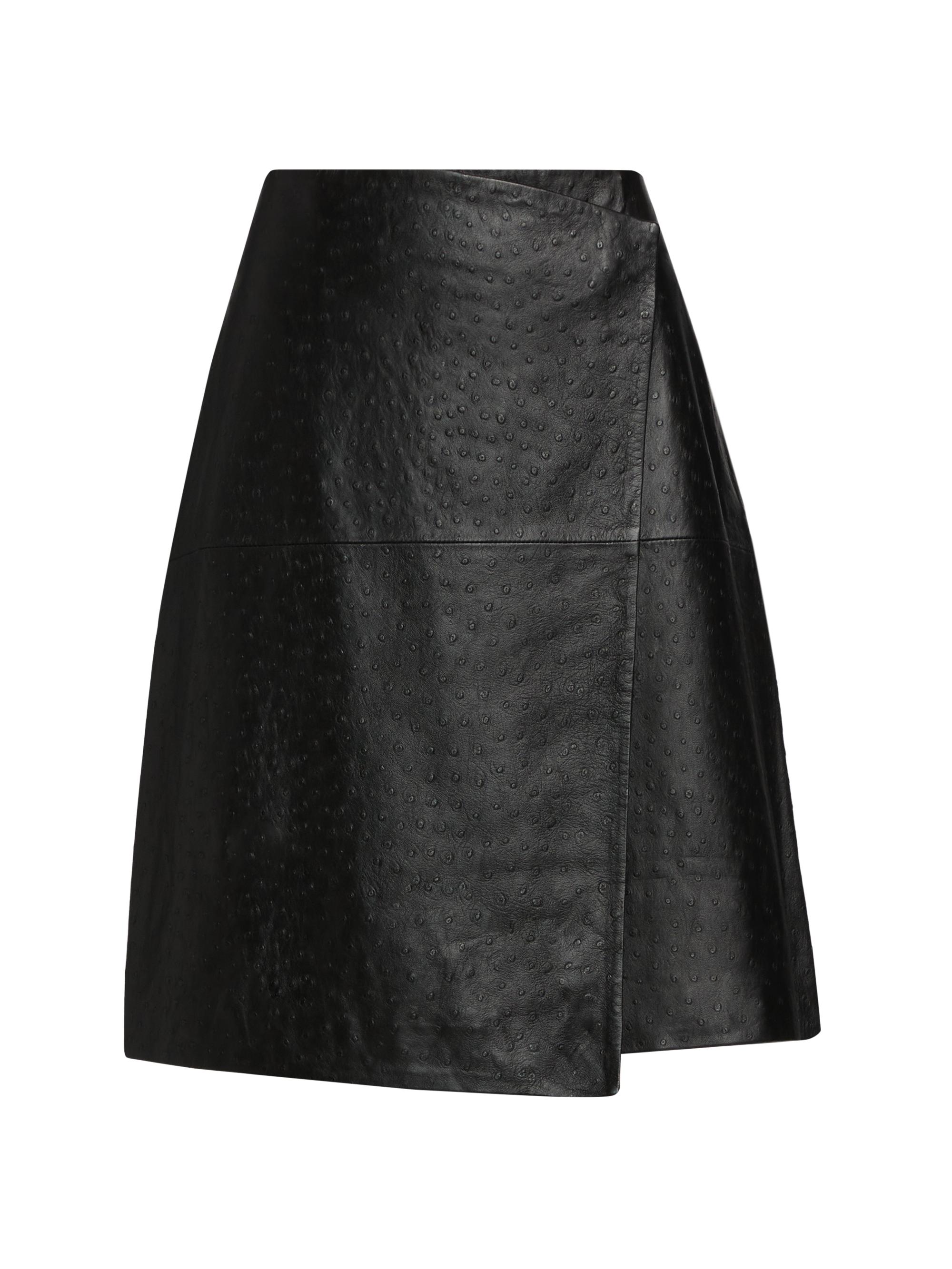 Loulou de Saison Women's Gora Leather Wrap Knee-Length Skirt - Black - Women's Clothing