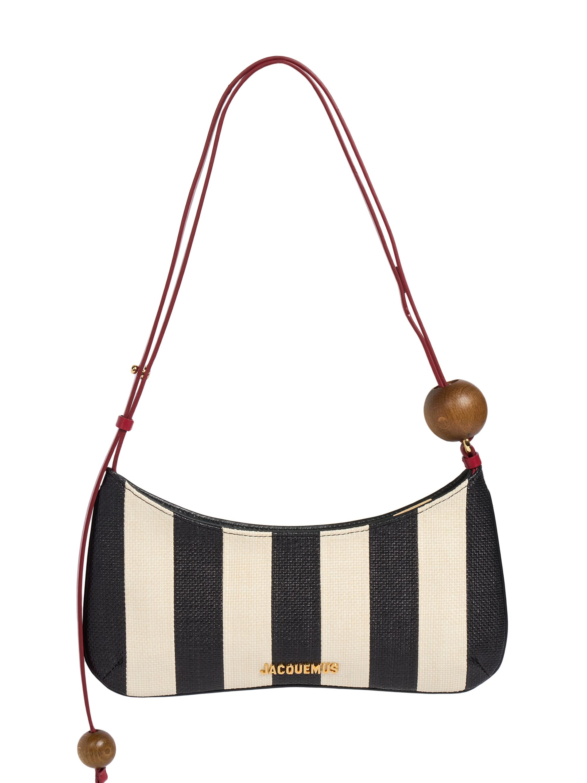 Jacquemus Women's Le Bisou Perle Leather Striped Shoulder Bag - Natural Black