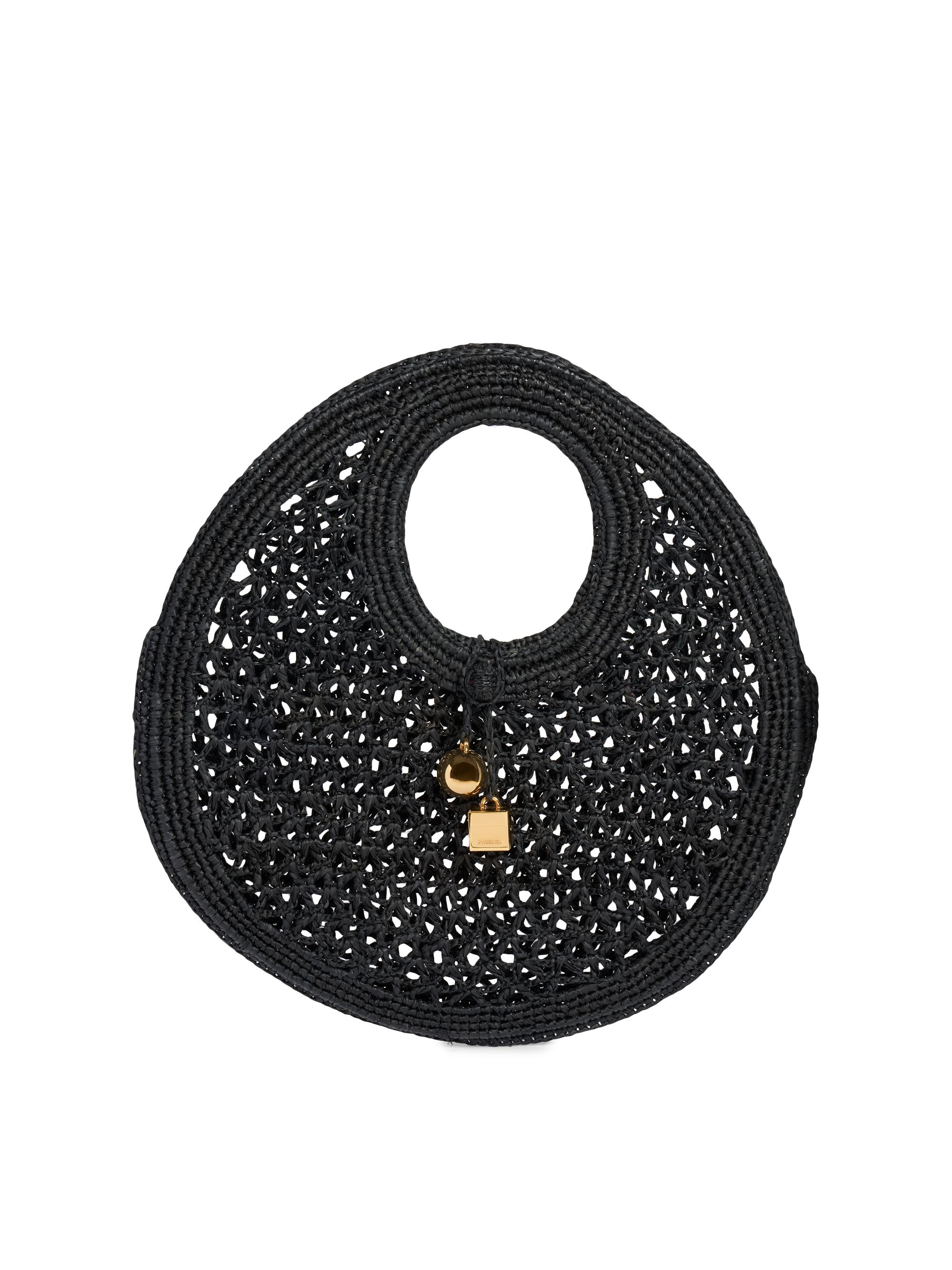 Jacquemus Women's Le Petit Rond Crotchet-Knit Raffia Bag - Black