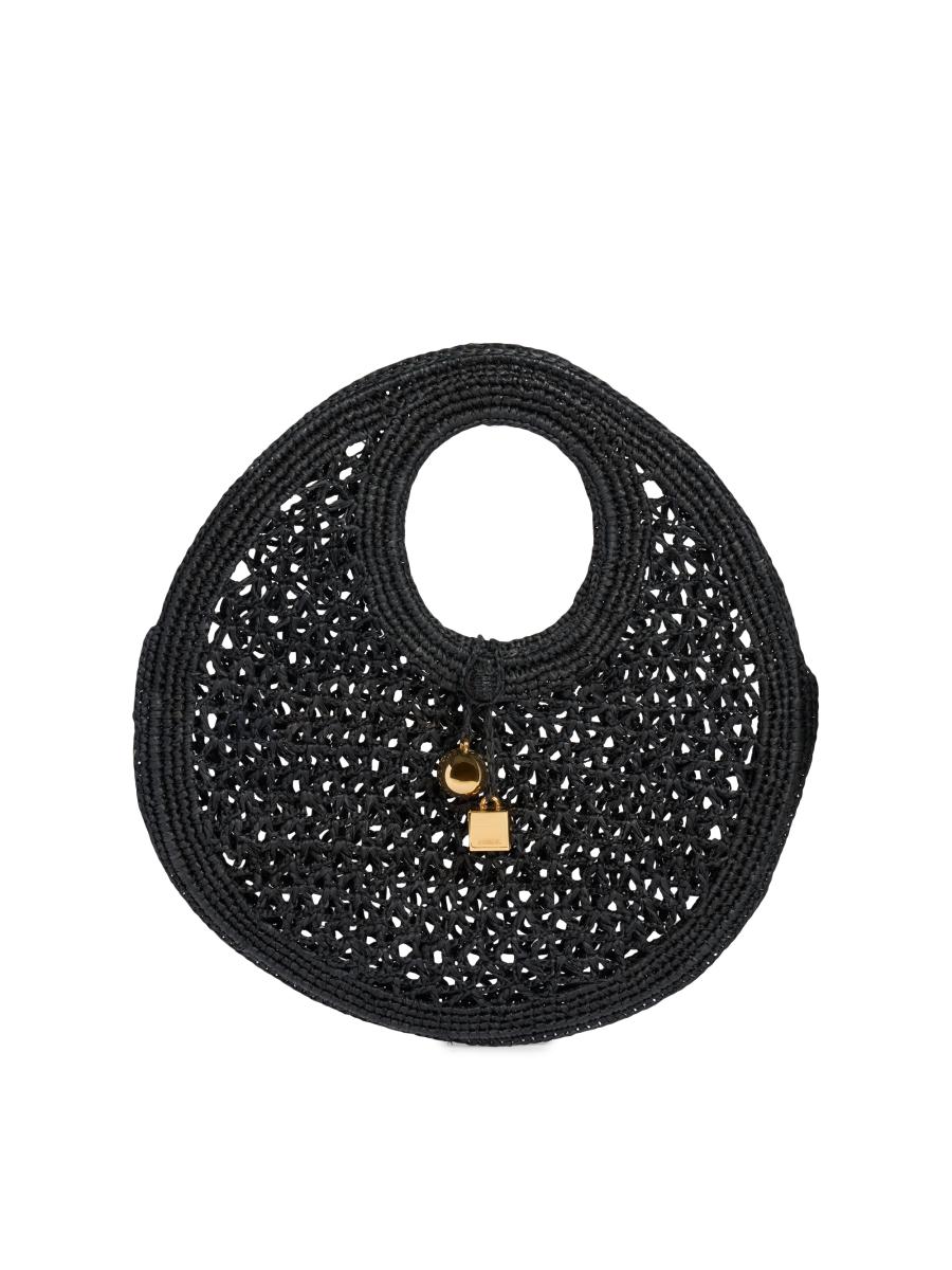 Jacquemus Women's Le Petit Rond Crotchet-knit Raffia Bag In Black
