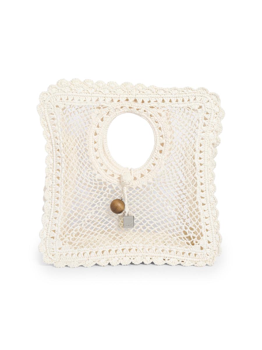 Jacquemus Women's Spiaggia Square Raffia Bag In White