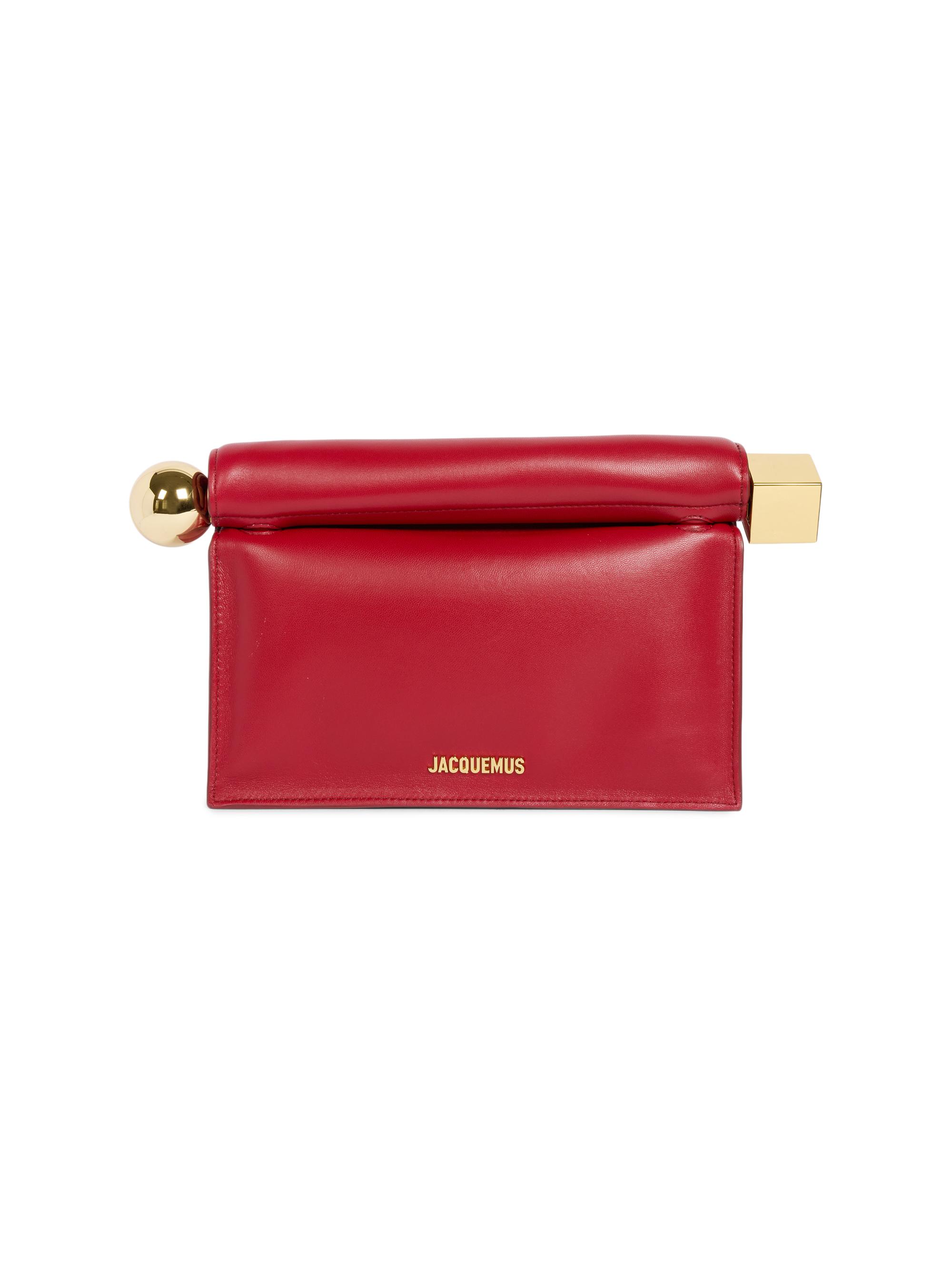 Jacquemus Women's La Pouchette Rond CarrÃ© Leather Clutch - Dark Red