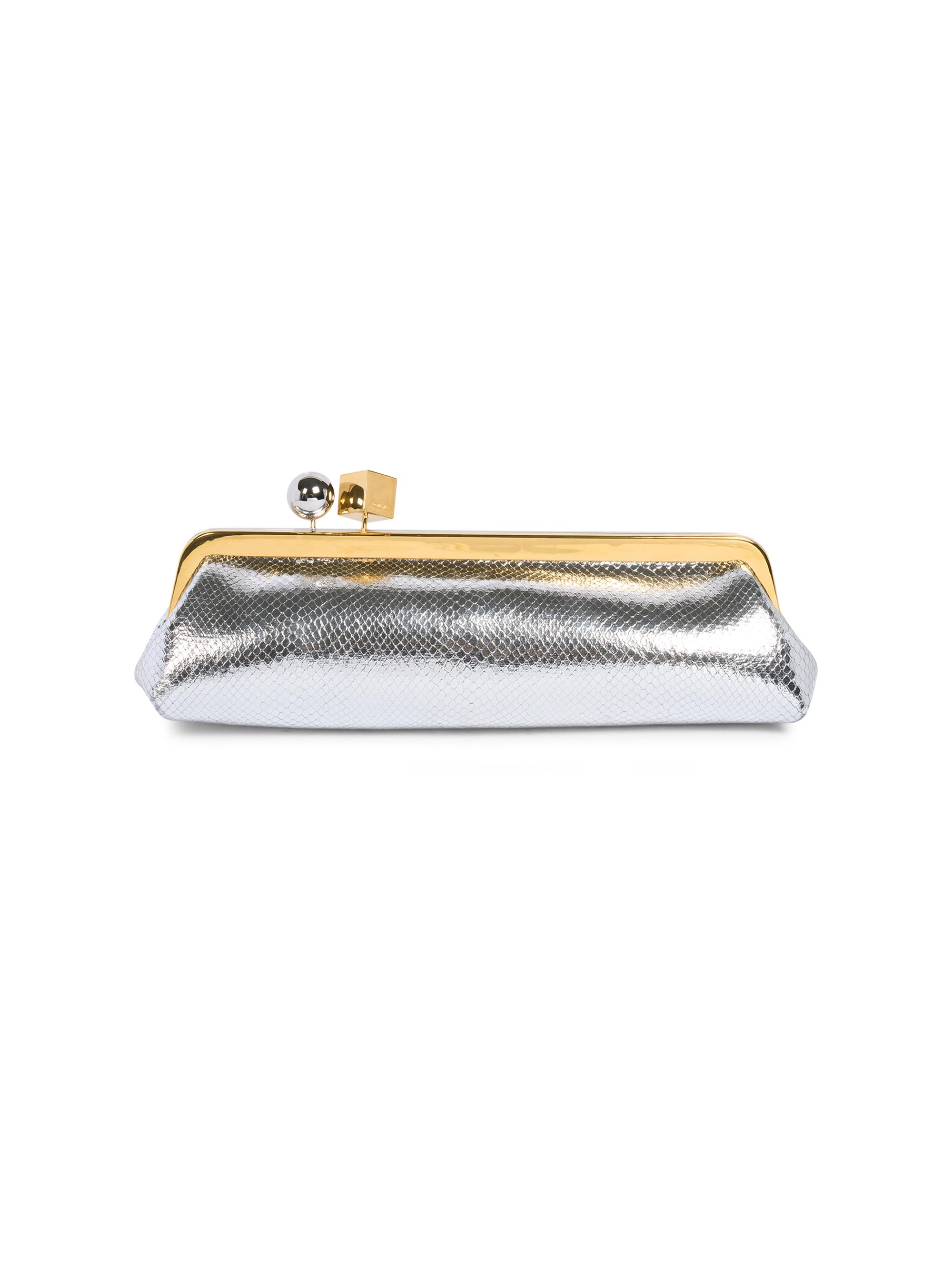 Jacquemus Women's La Pochette Salon Metallic Leather Convertible Clutch - Silver