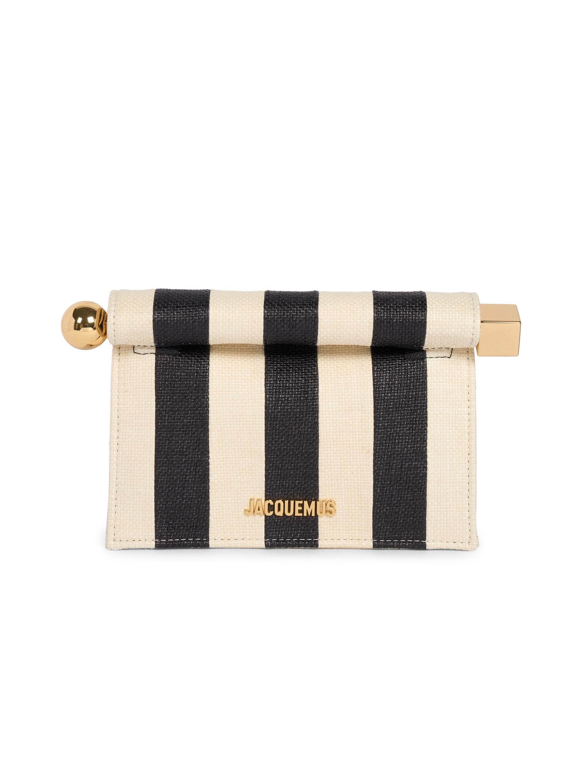 Jacquemus Women's La Petite Pochette Rond Carre Striped Clutch - Natural Black