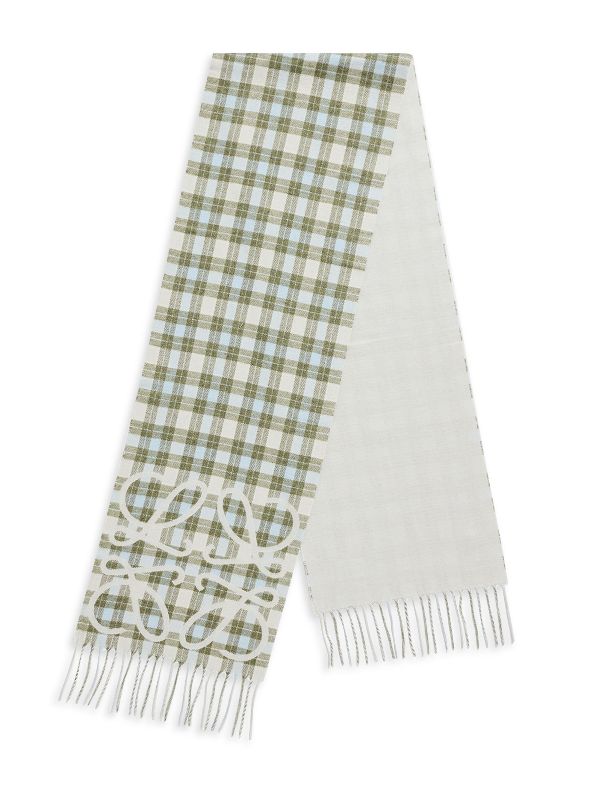 LOEWE Women's Anagram Plaid Silk-Cashmere Scarf - Light Grey Multicolor
