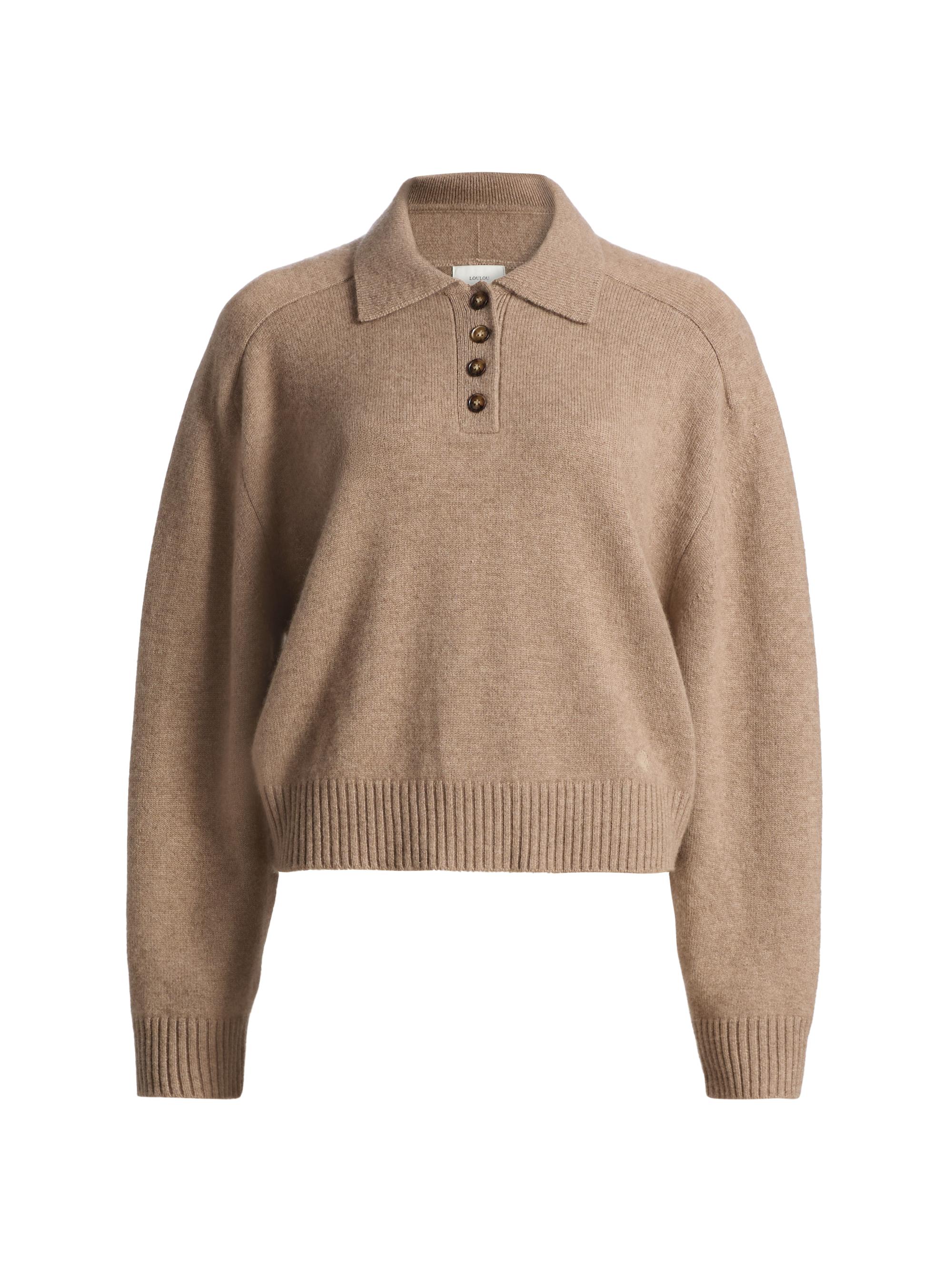 Loulou de Saison Women's Homere Collared Boxy Sweater - Taupe Melange