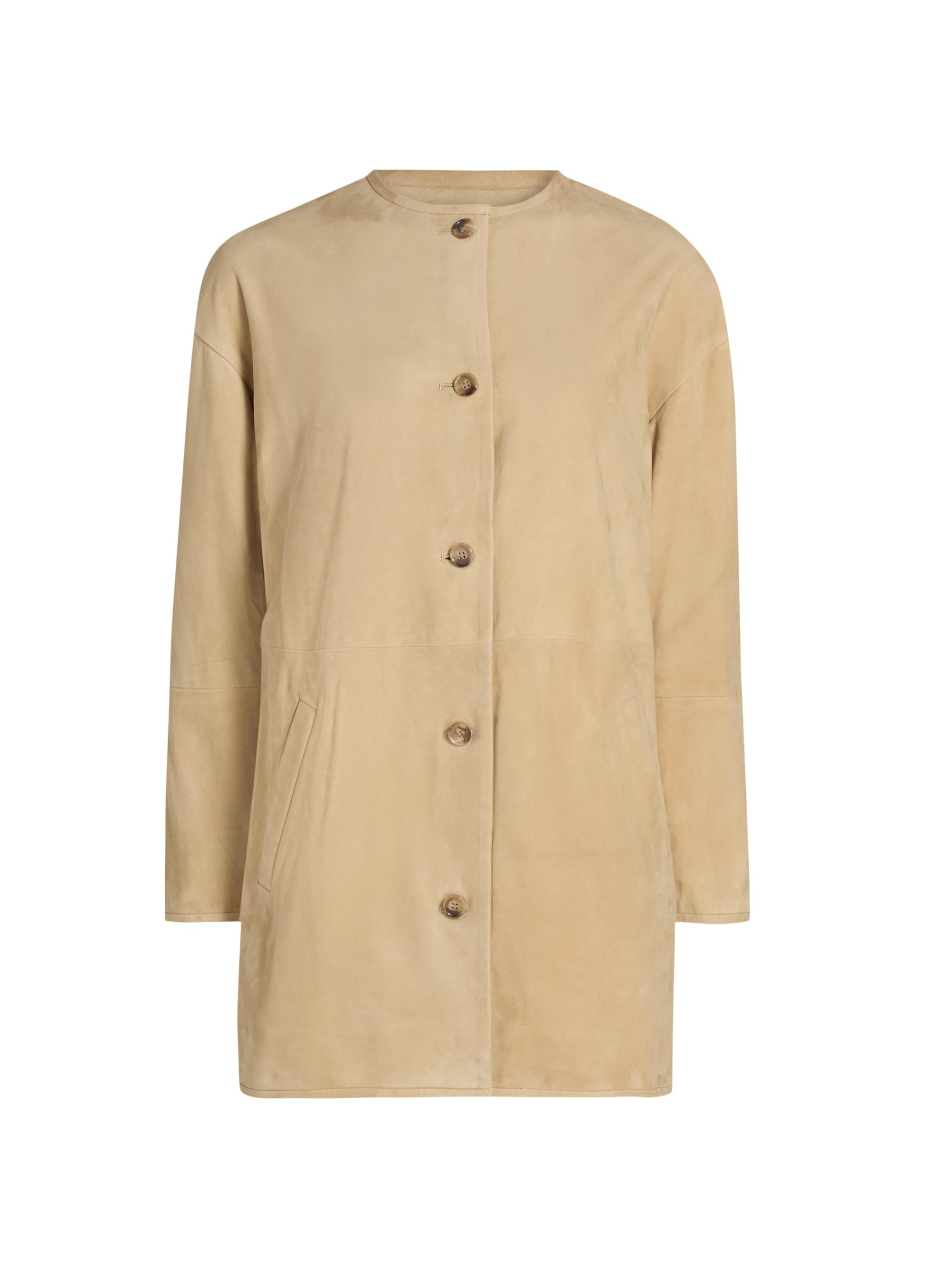 Loulou de Saison Women's Waren Oval-Shaped Suede Coat - Beige - Women's Clothing