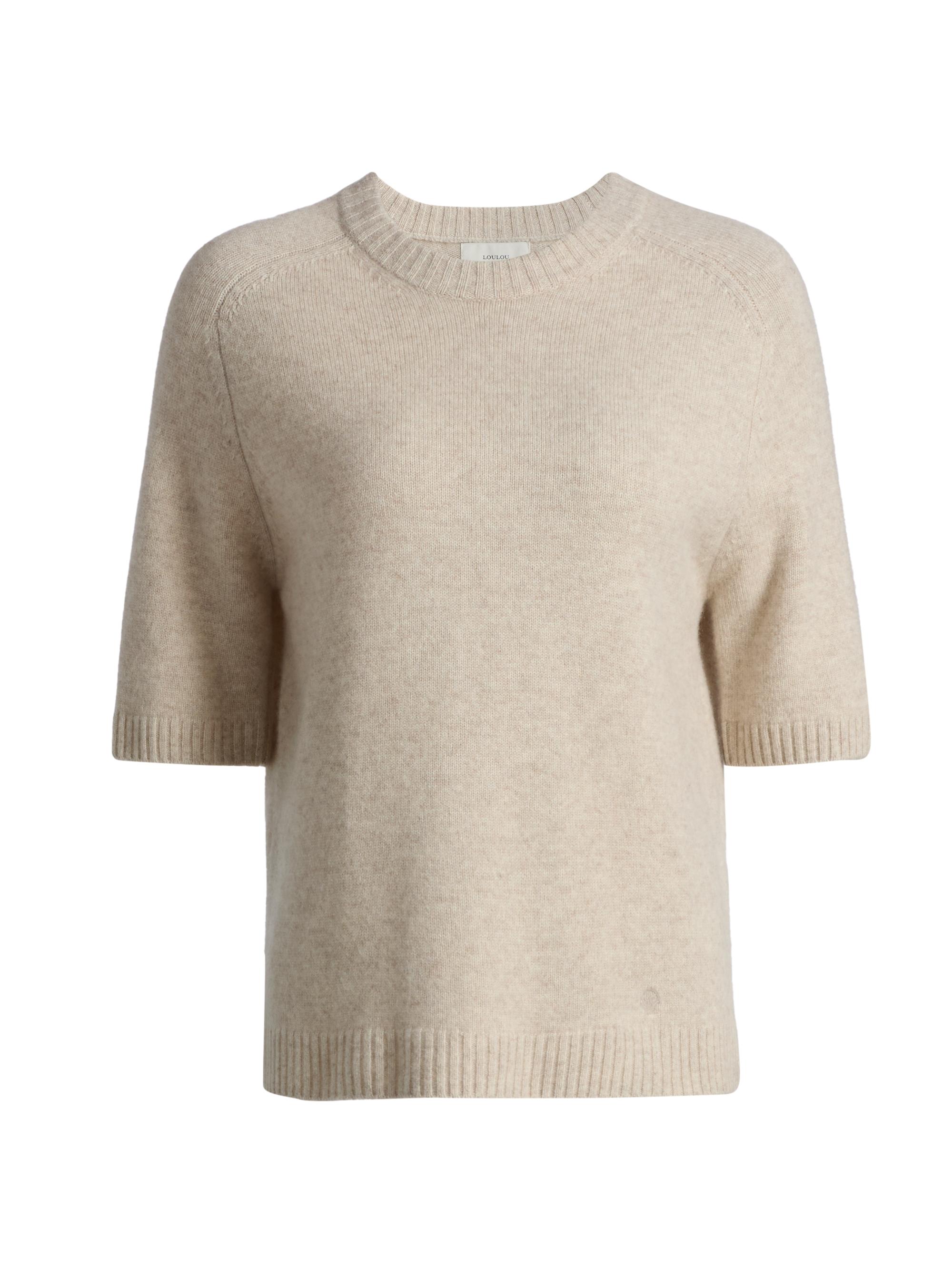 Loulou de Saison Women's Dara Short-Sleeve Crewneck Top - Beige Melange