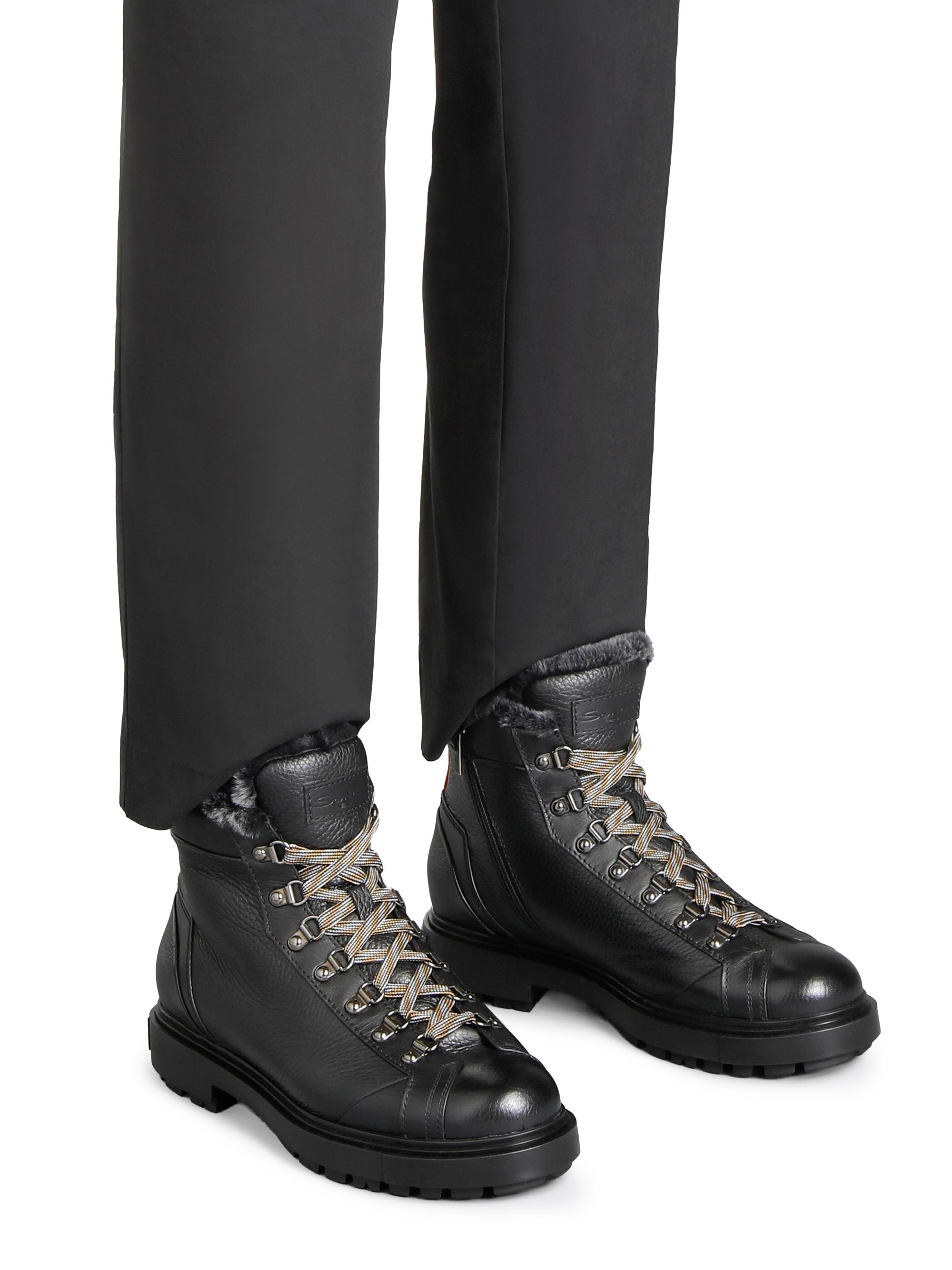 Santoni St. Moritz Shearling-Lined Alpine Boots | Saks Fifth Avenue