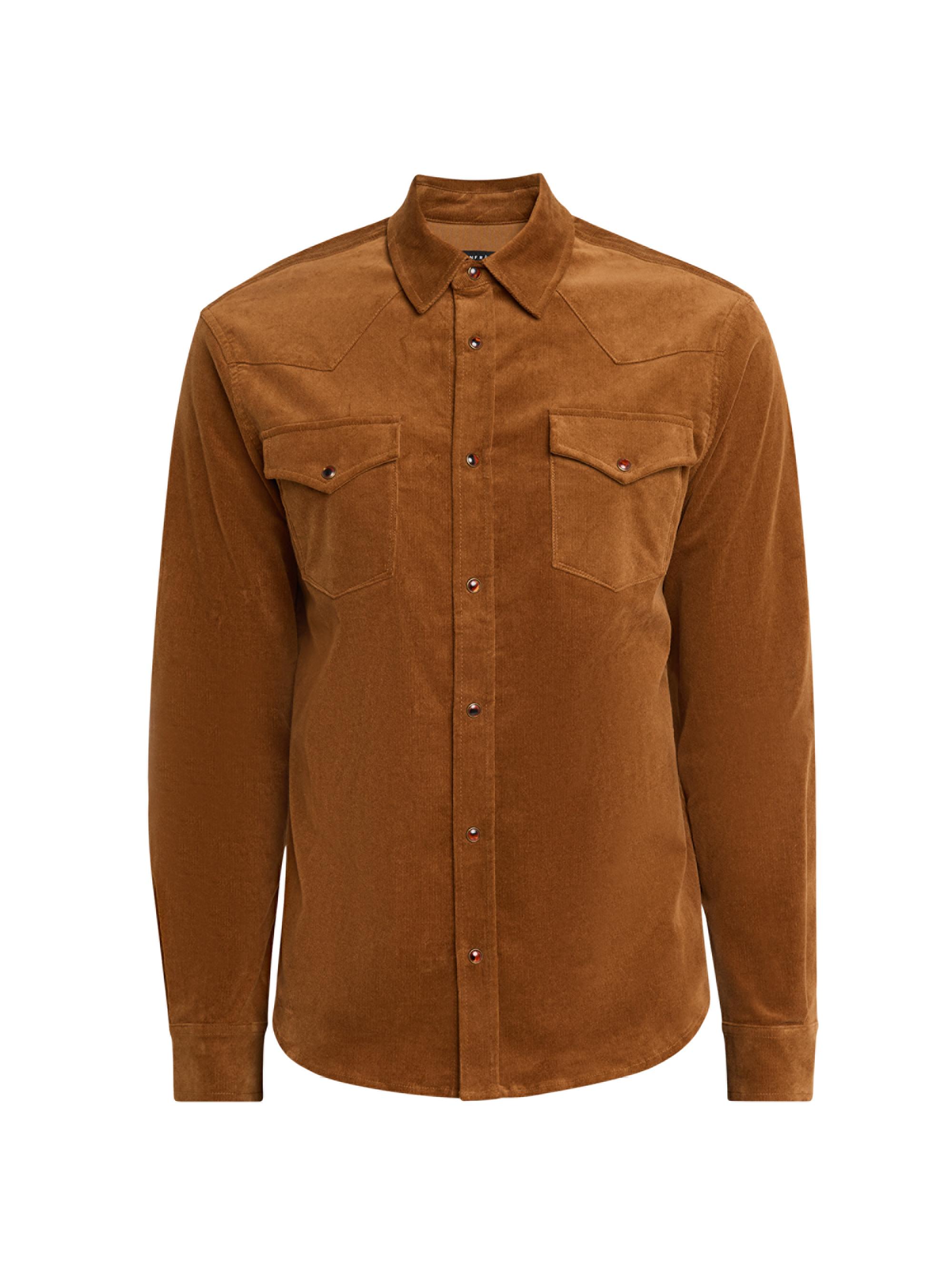 Monfrère Men's Eastwood Needle Corduroy Saddle Western Shirt - Saddle