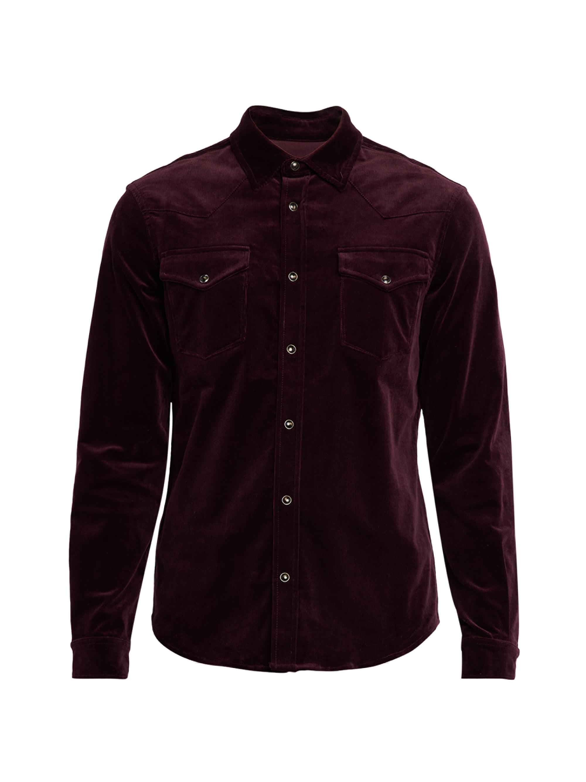 Monfrère Men's Eastwood Needle Corduroy Saddle Western Shirt - Plum