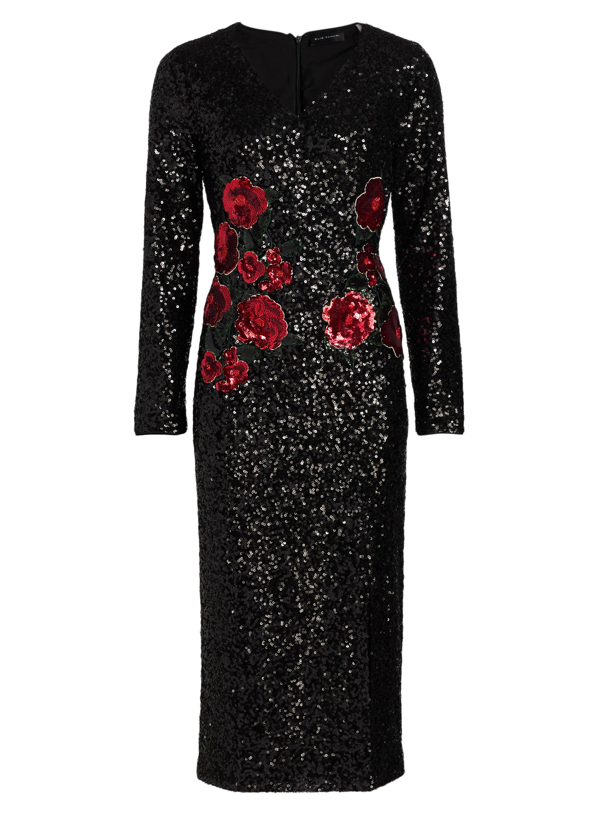 Elie Tahari Women's The Aurora Floral Sequin Cocktail Dress - Noir