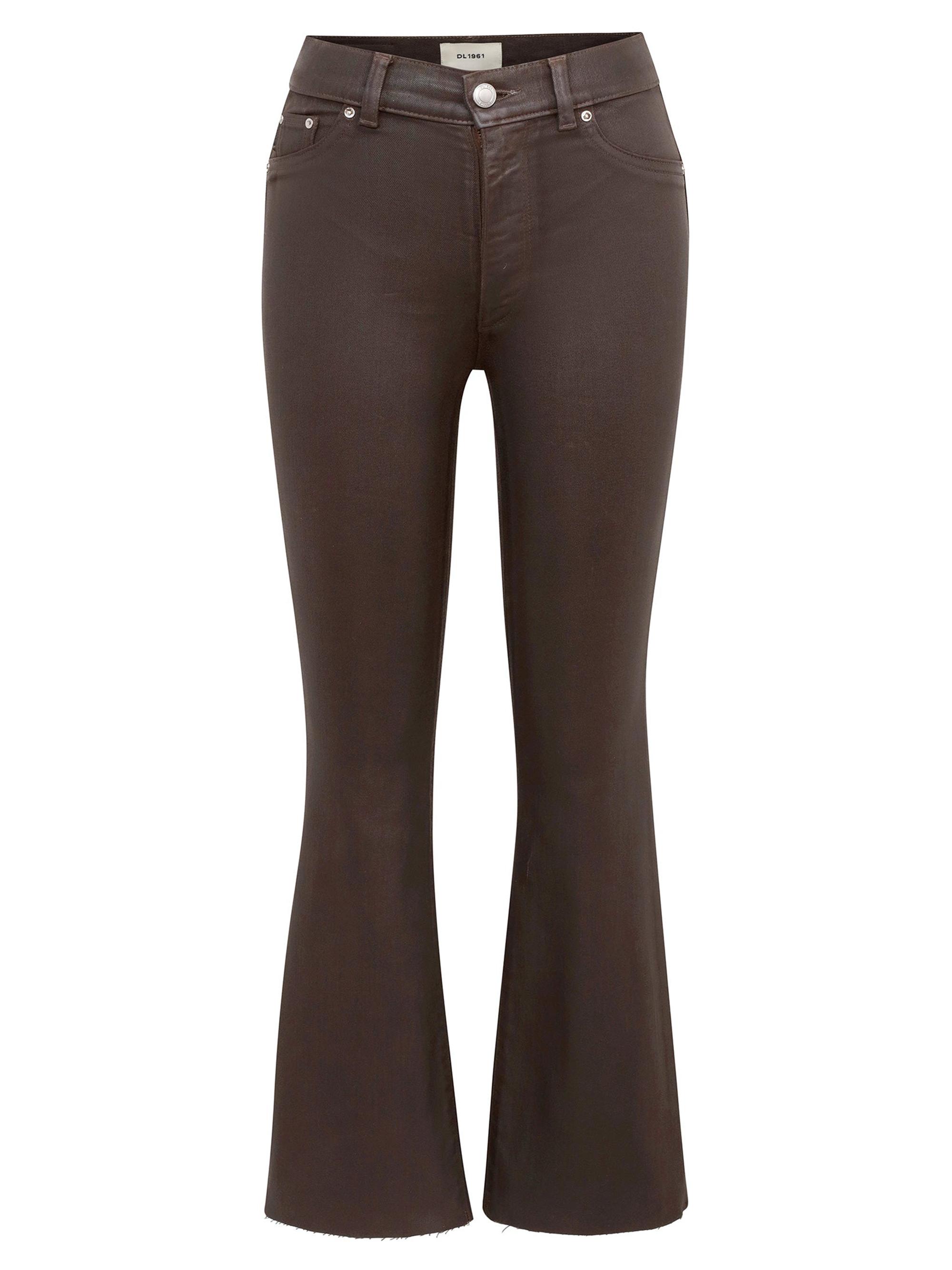 DL1961 Women's Bridget Boot High Rise Instasculpt Coated Crop Jeans - Chocolate Coated
