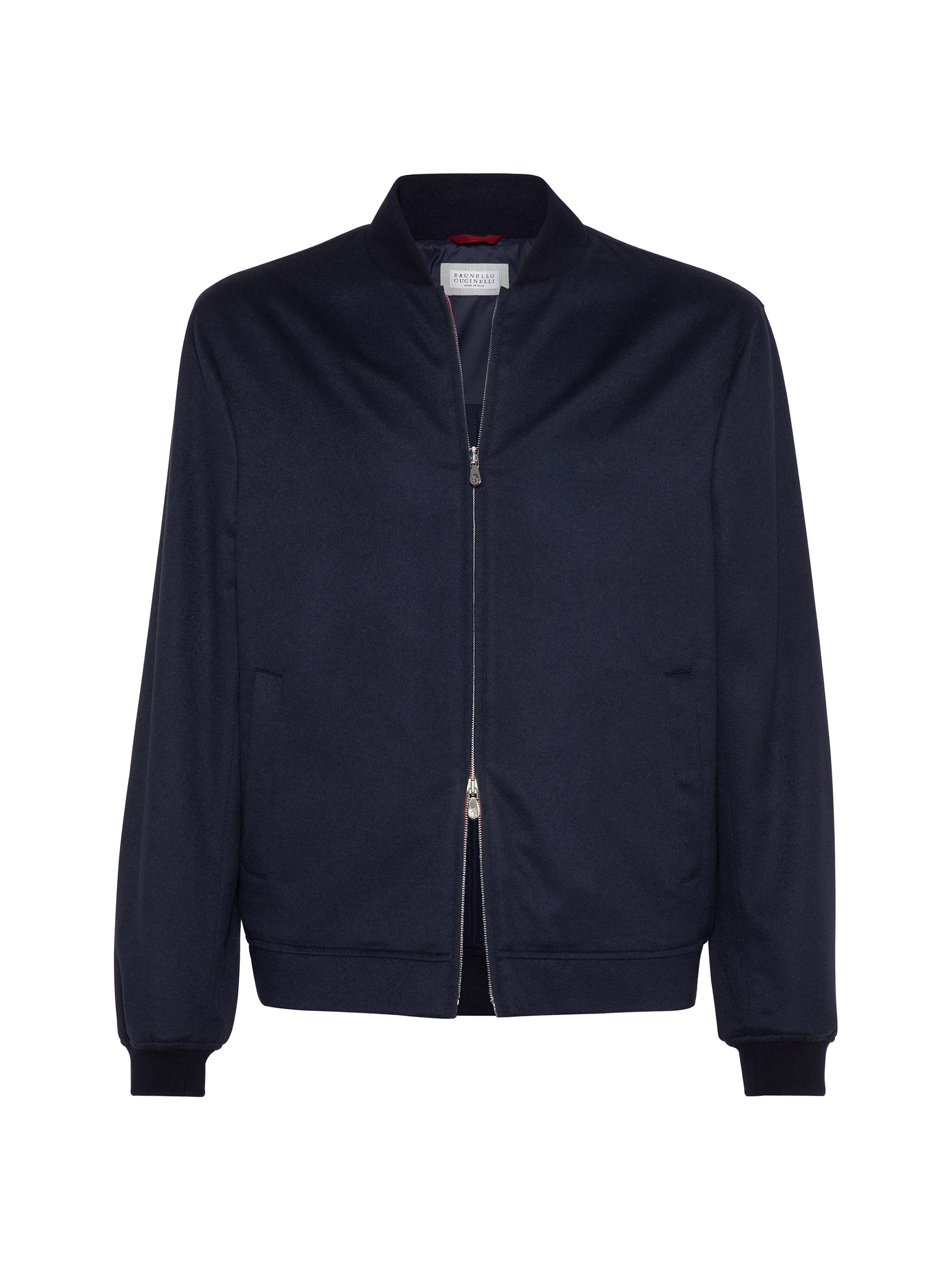 Brunello Cucinelli Men's Lightweight Cashmere Flannel Bomber Jacket - Avio Blue