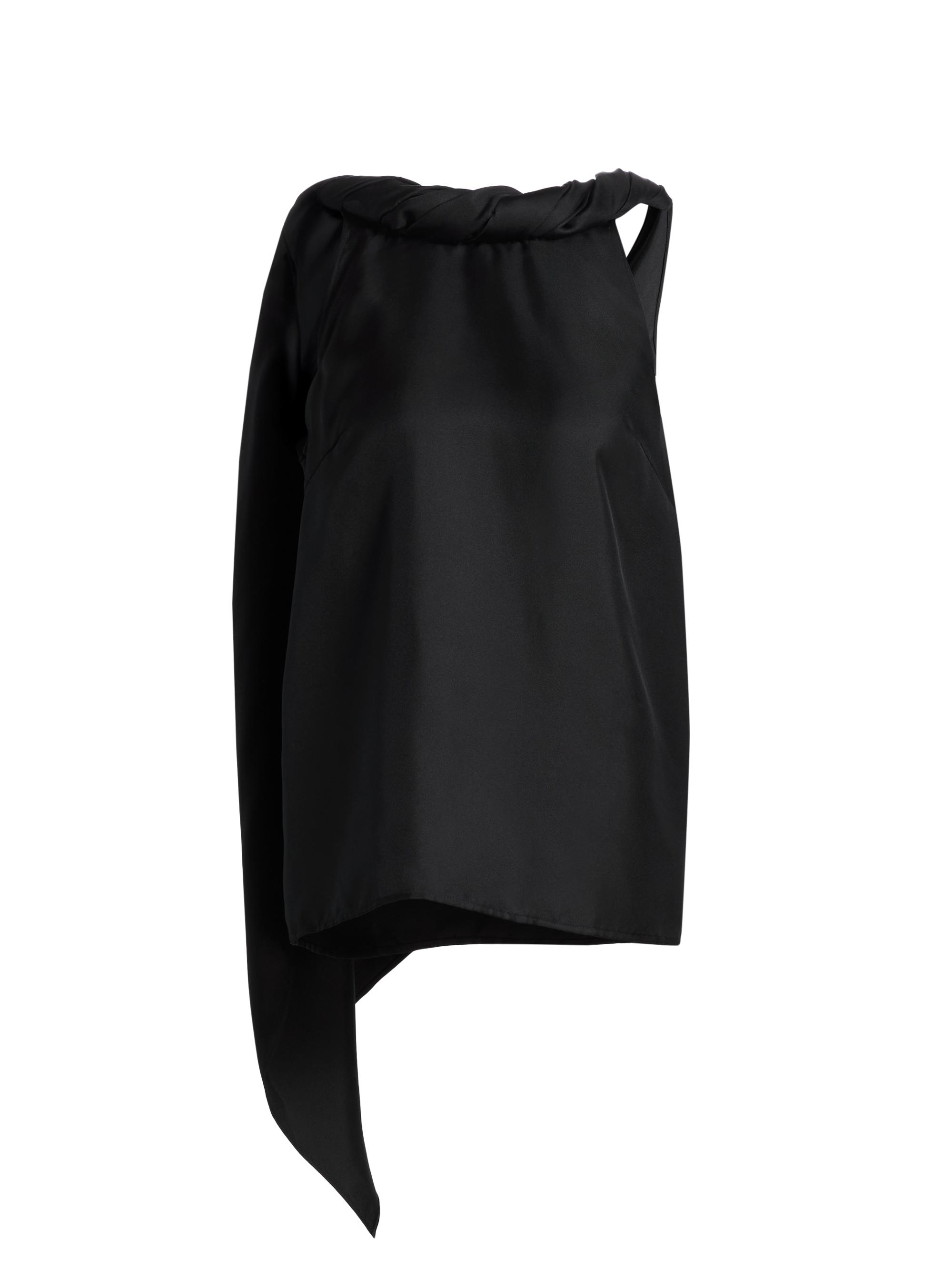 Loulou de Saison Women's Wilma Twisted Collar Silk Top - Black