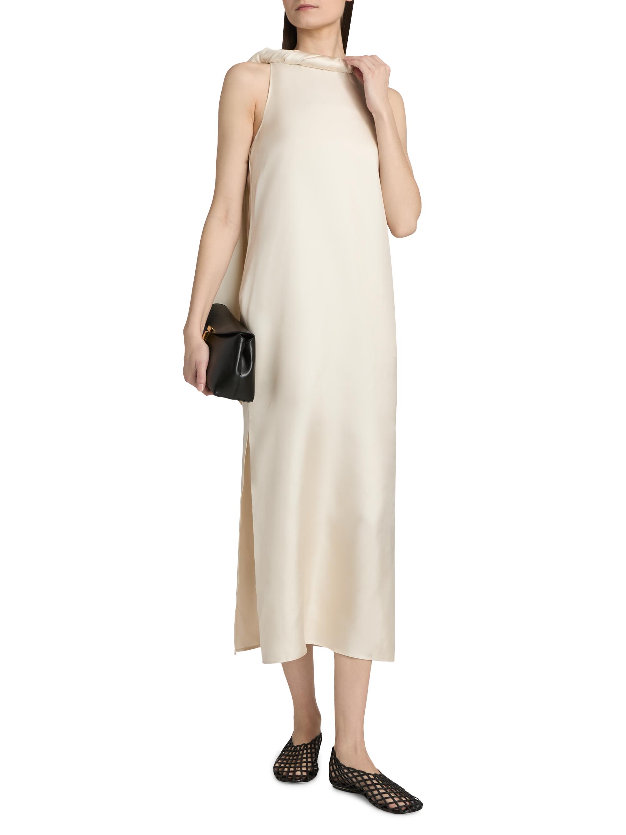 Loulou de Saison Susan Twisted Collar Silk Midi-Dress