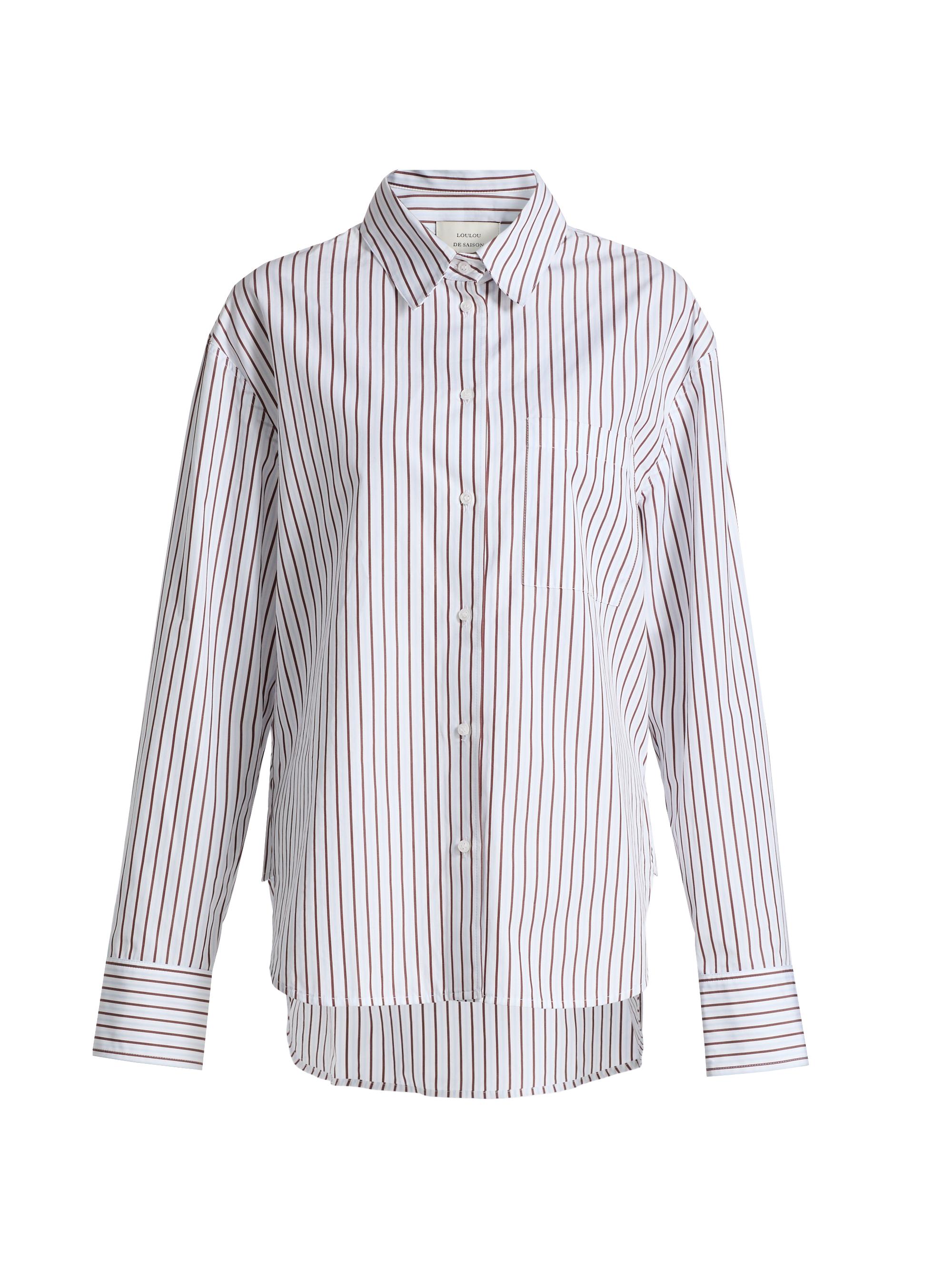 Loulou de Saison Women's Maud Oversized Shirt - Dark Red Light Blue