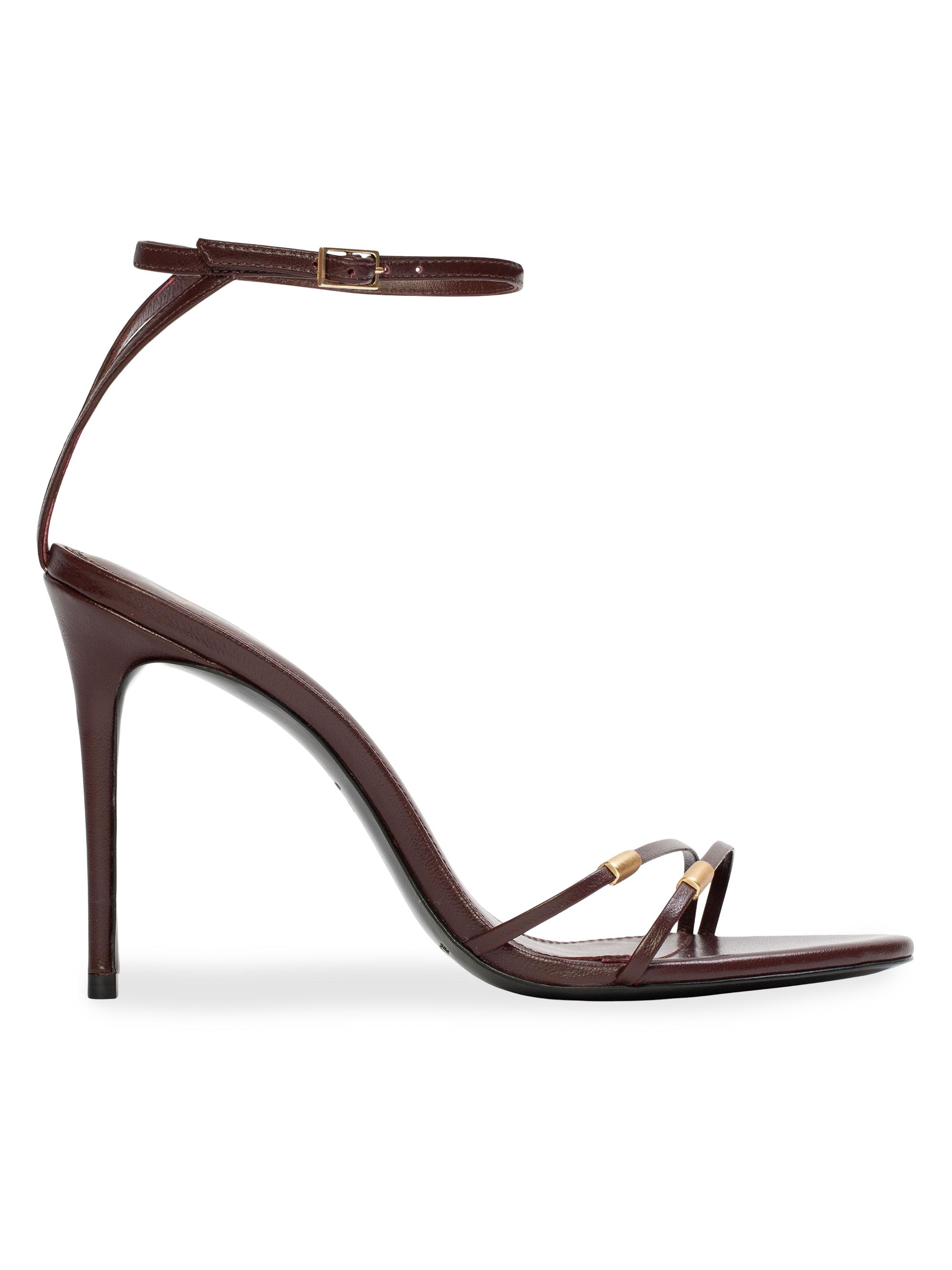 Black Suede Studio Women's Britanny 100MM Strappy Sandals - Bordeaux Leather