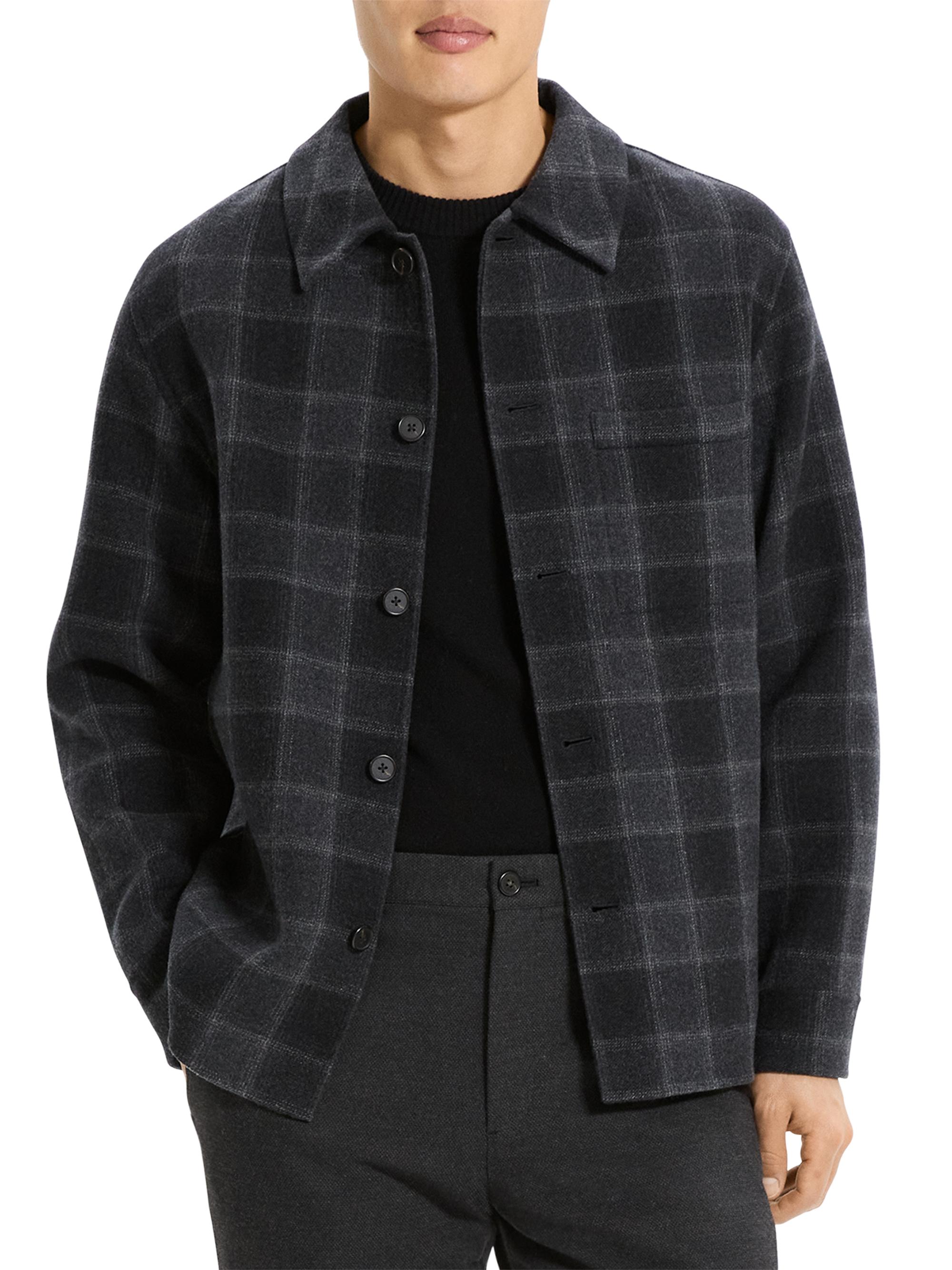 Theory Check Double-Face Wool-Cashmere Overshirt | Saks Fifth Avenue