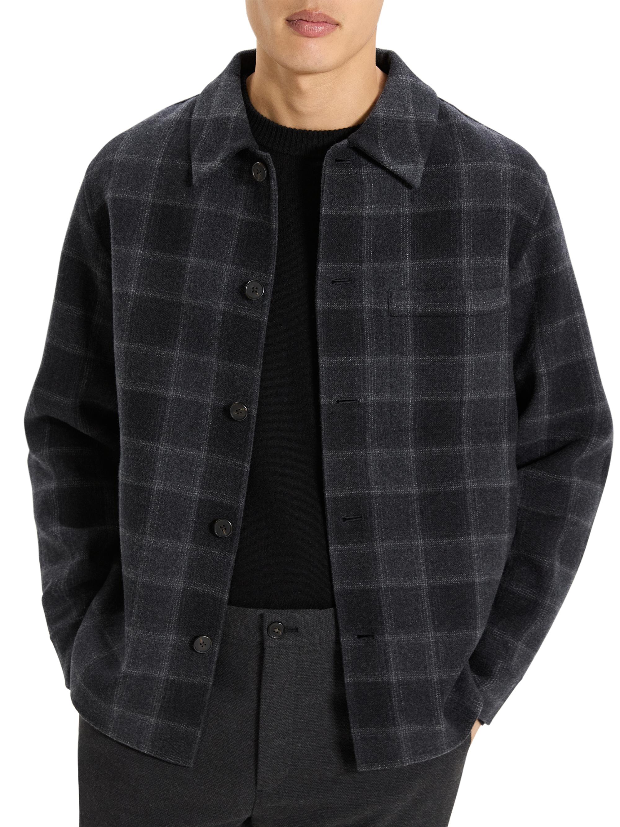 Theory Check Double-Face Wool-Cashmere Overshirt | Saks Fifth Avenue