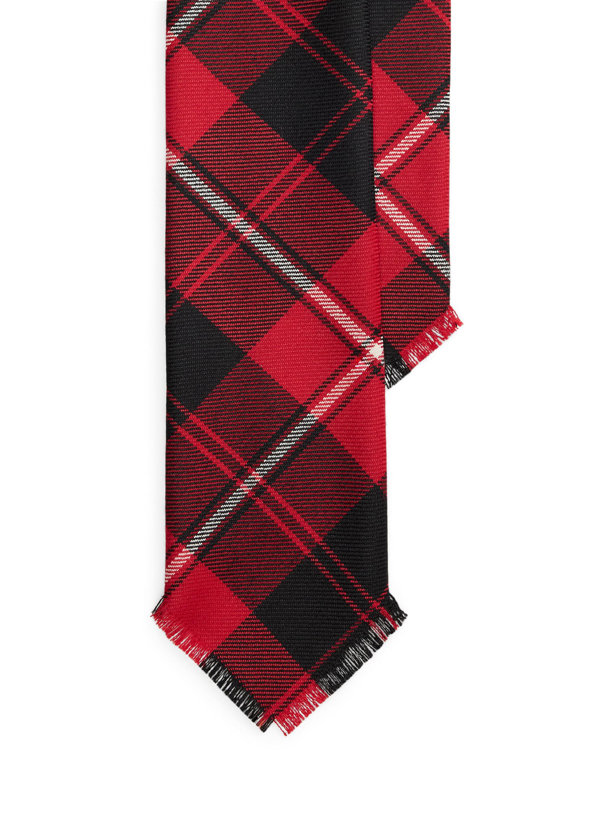 Polo Ralph Lauren Men's Graduate Fringe Tartan Wool Tie - Red Black White