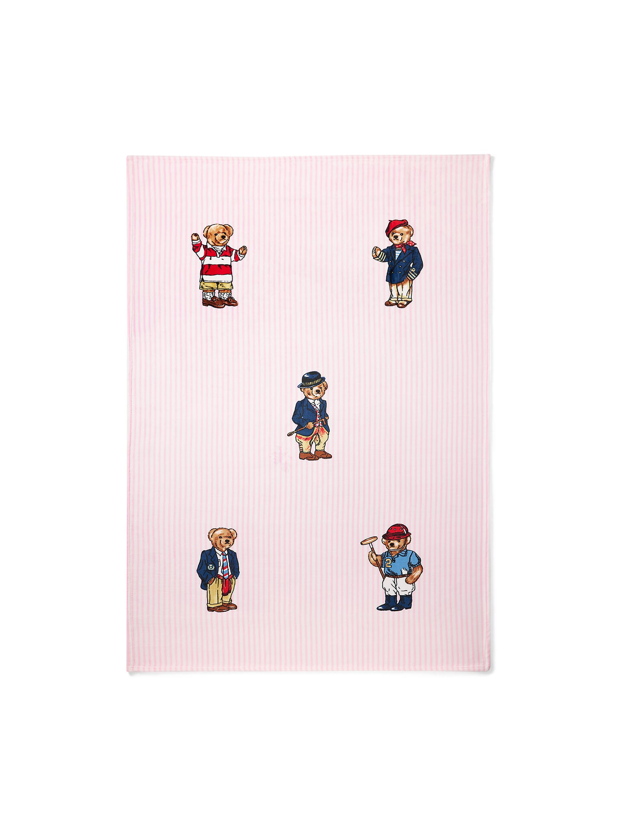 Ralph Lauren Polo Bear Striped Throw Blanket - Pink