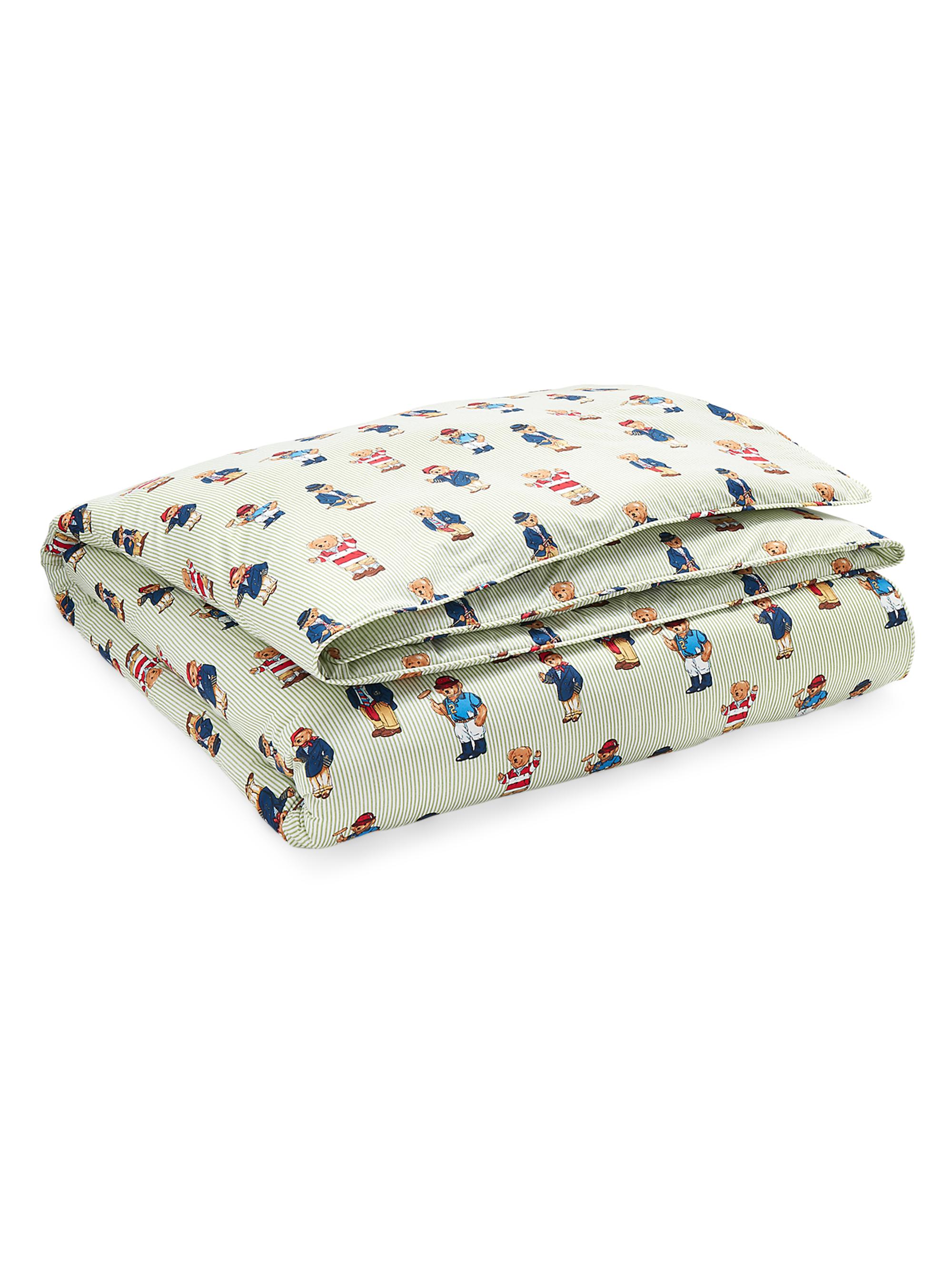 Ralph Lauren Polo Bear Striped Comforter & Shams Set - Green