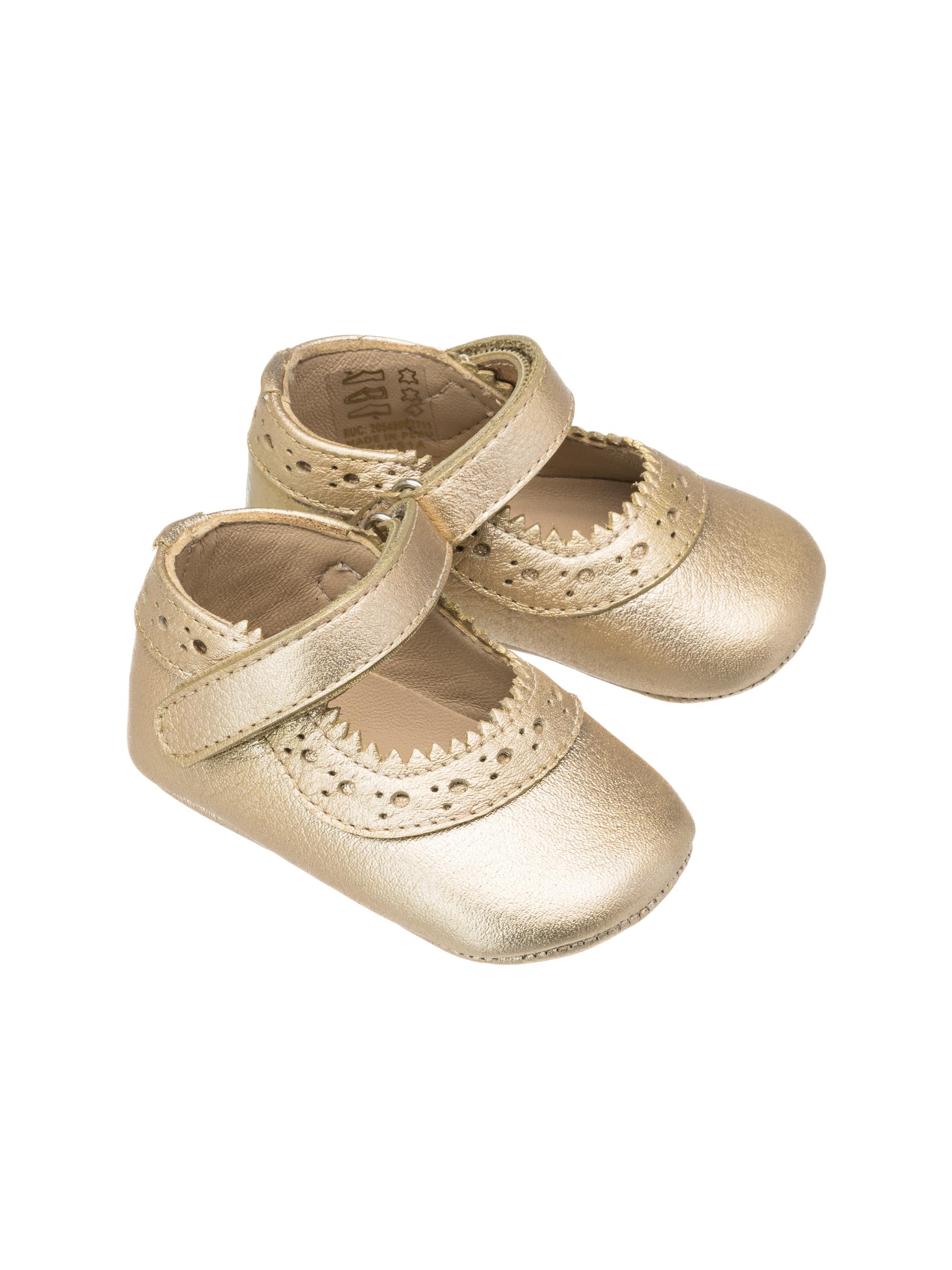 Elephantito Baby Girl's Mellie Metallic Leather Mary Janes - Gold 4 (Baby)
