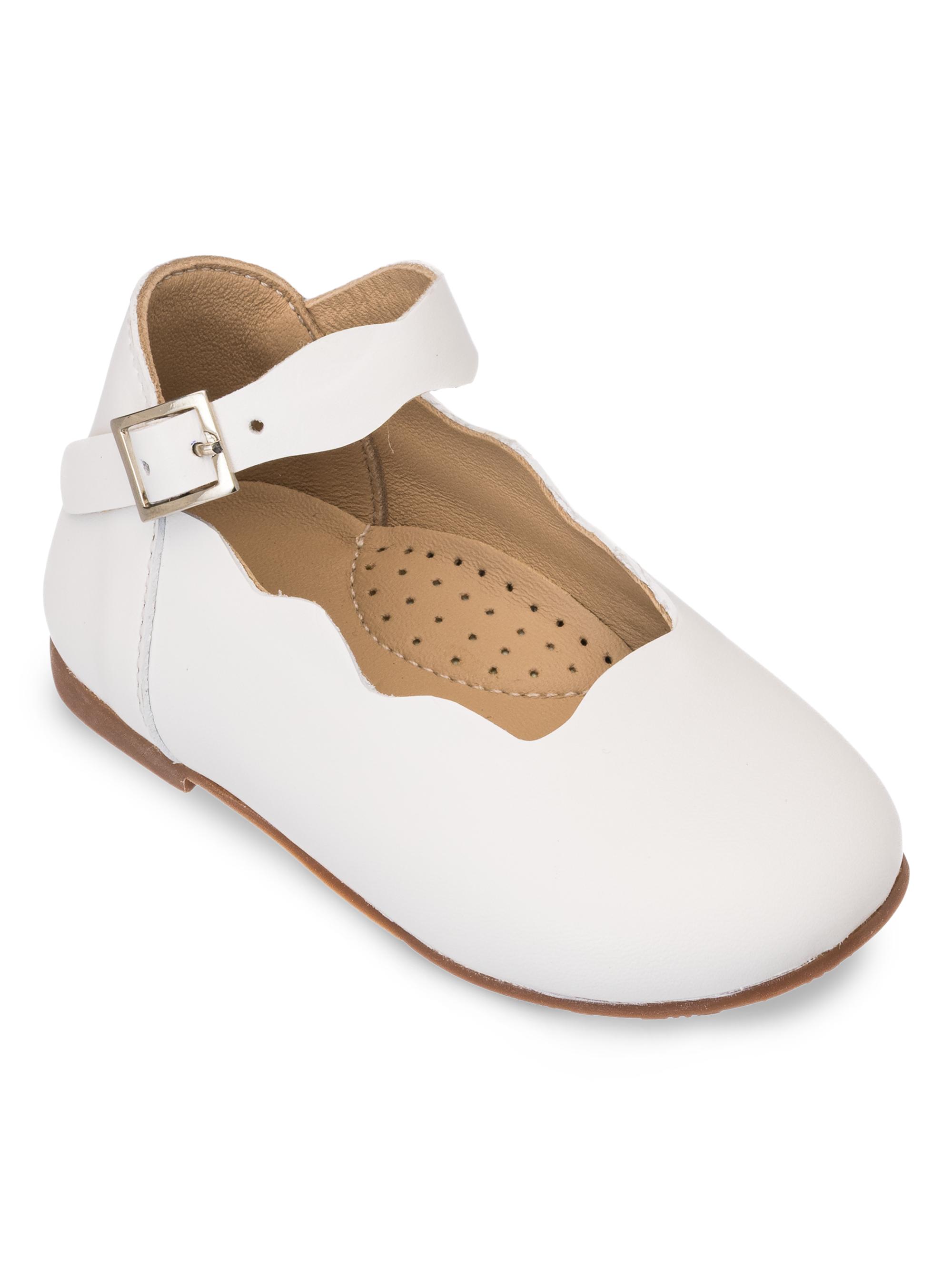 Elephantito Baby Girl's Ondina Scalloped Leather Ballet Flats - White 6.5 (Baby)