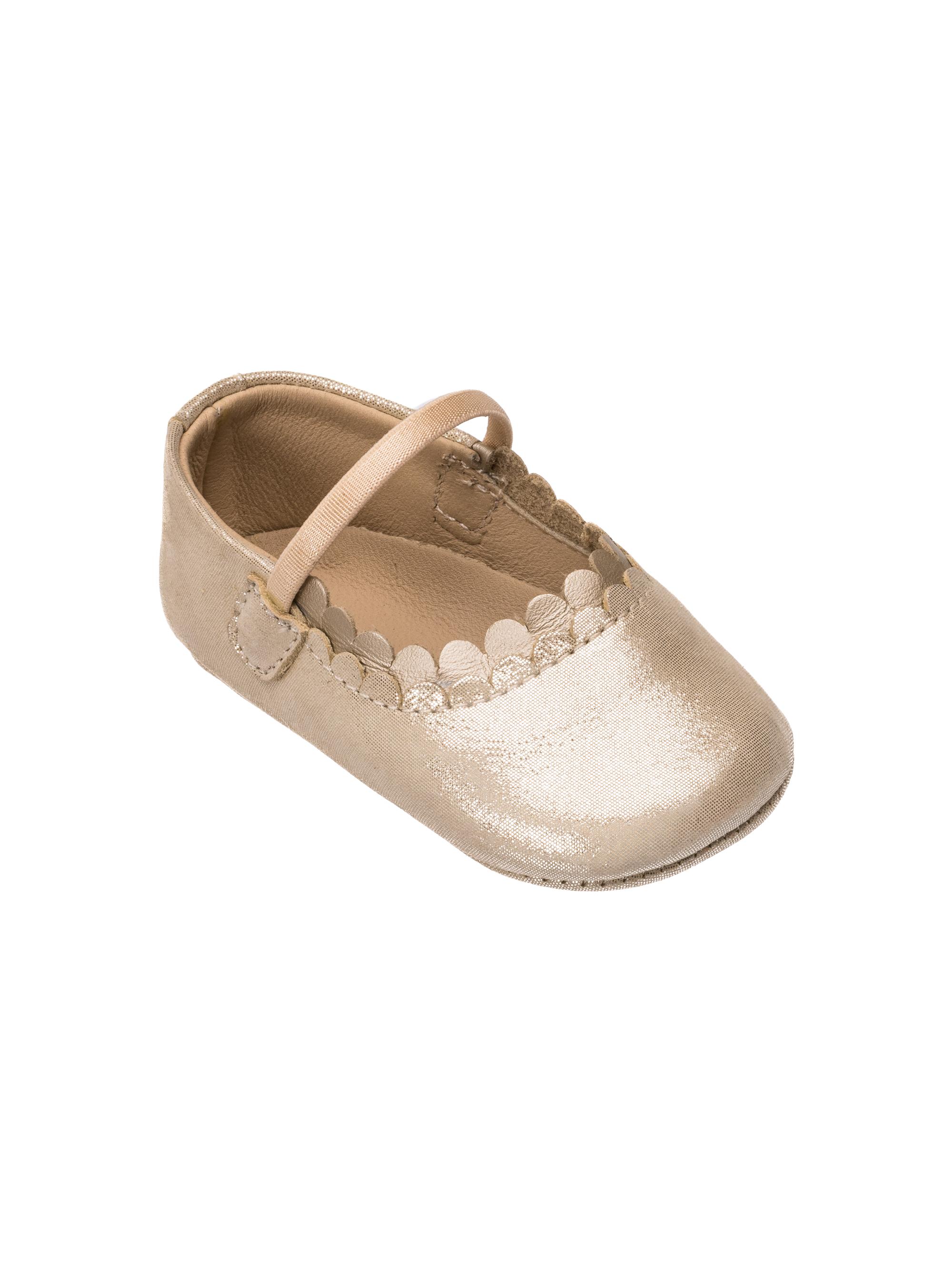 Elephantito Baby Girl's Ava Scalloped Metallic Leather Ballet Flats - Talc 1 (Baby)