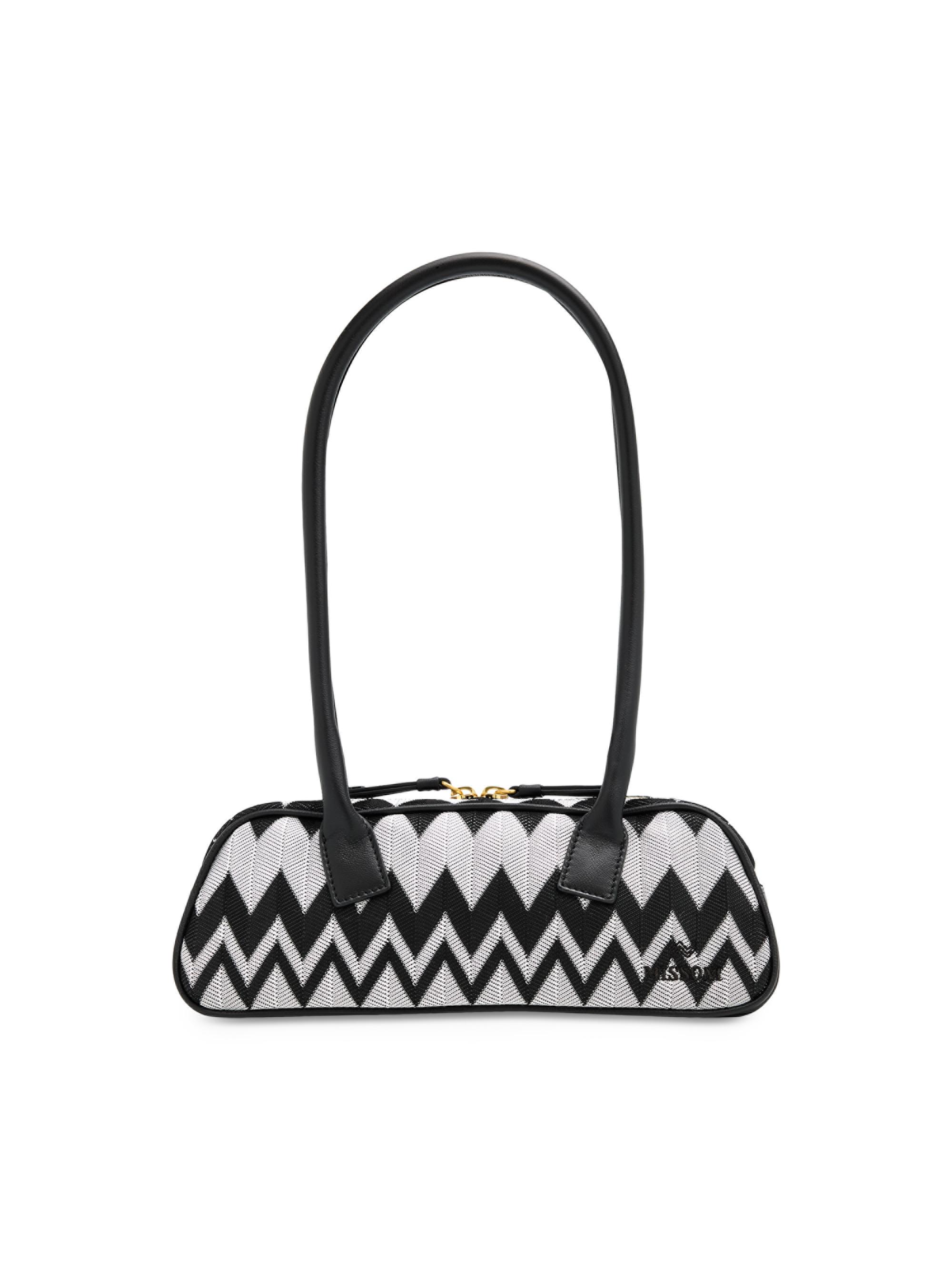 Missoni Women's Optical Wave Cotton-Leather Shoulder Bag - Black White