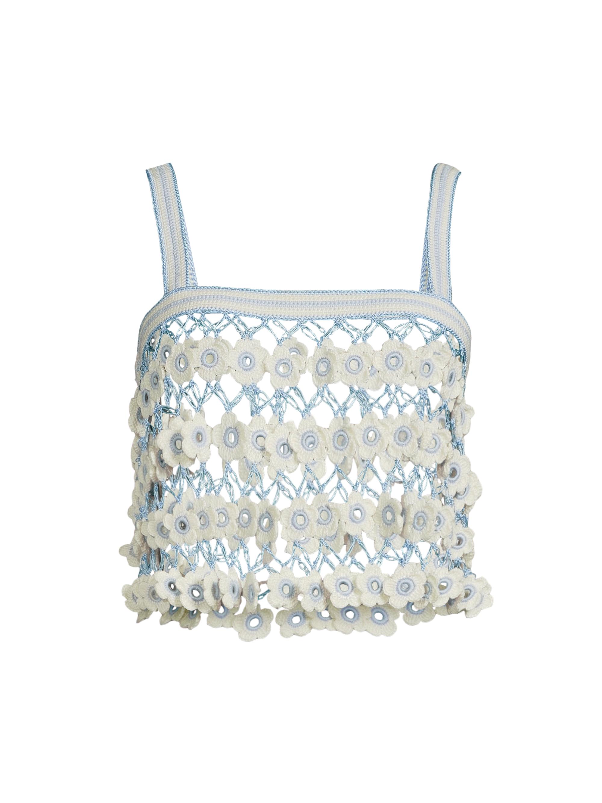 My Beachy Side Women's Fleur Crochet-Knit Tankini Top - Baby Blue