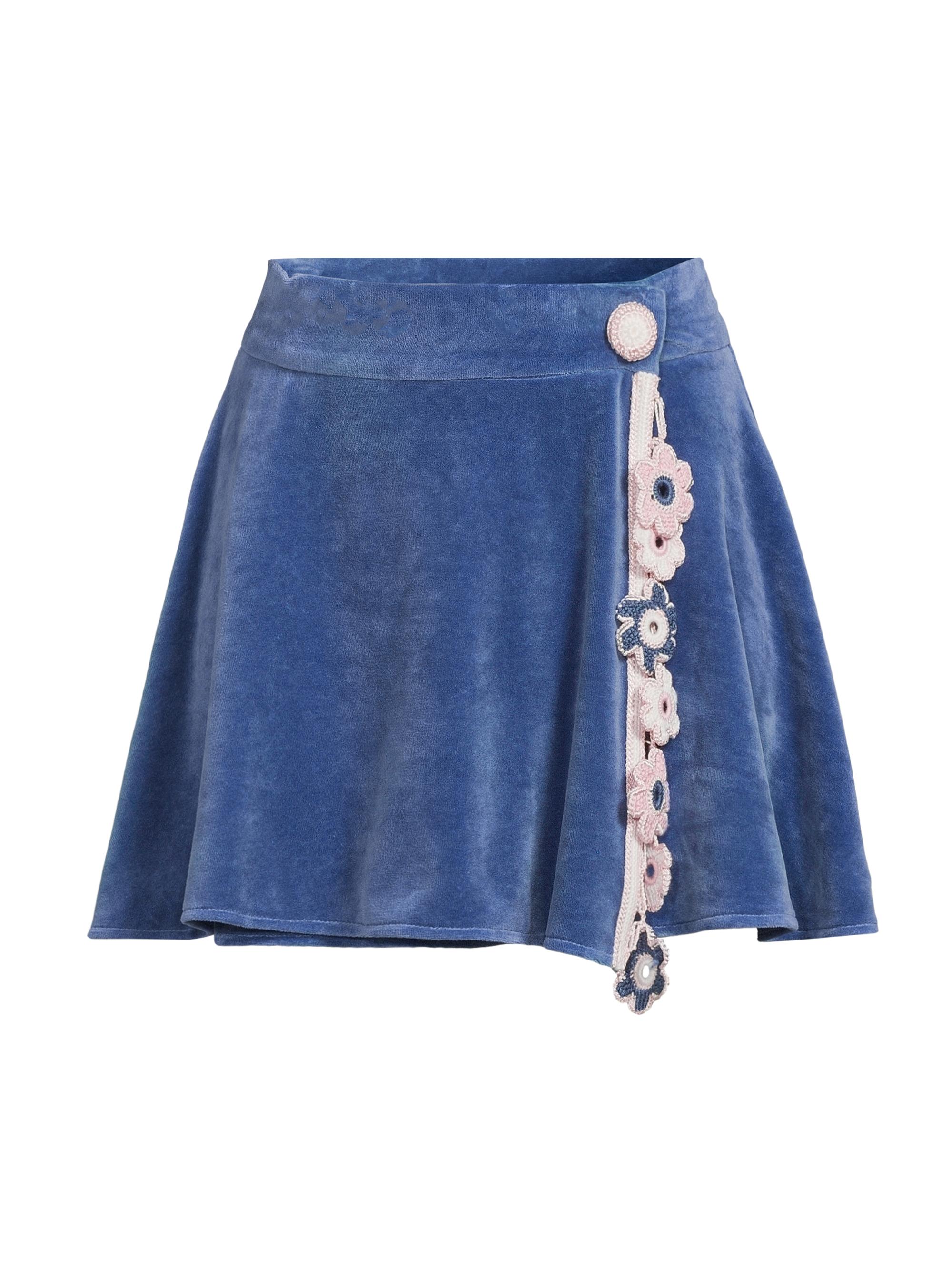 My Beachy Side Women's Peony Lace-Trim Terry Miniskirt - Navy