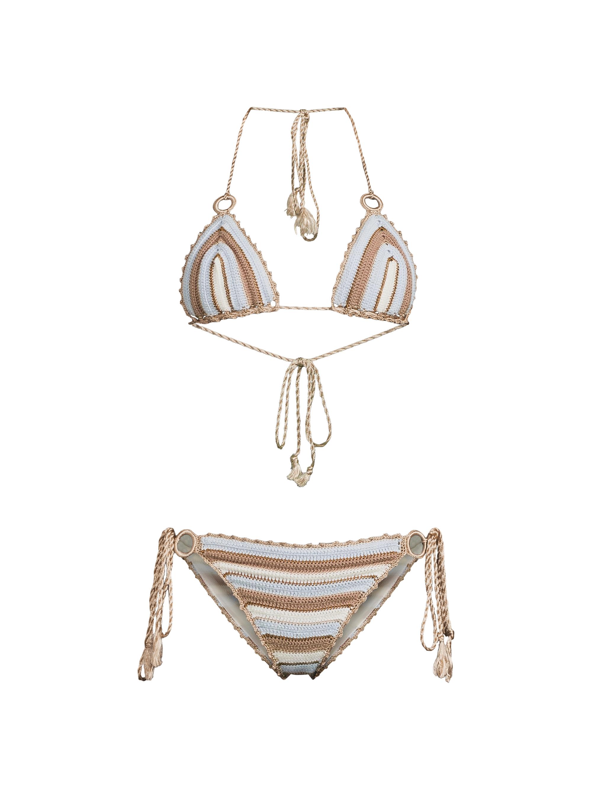 My Beachy Side Women's Celia Hand-Crocheted Bikini - Blue Striped