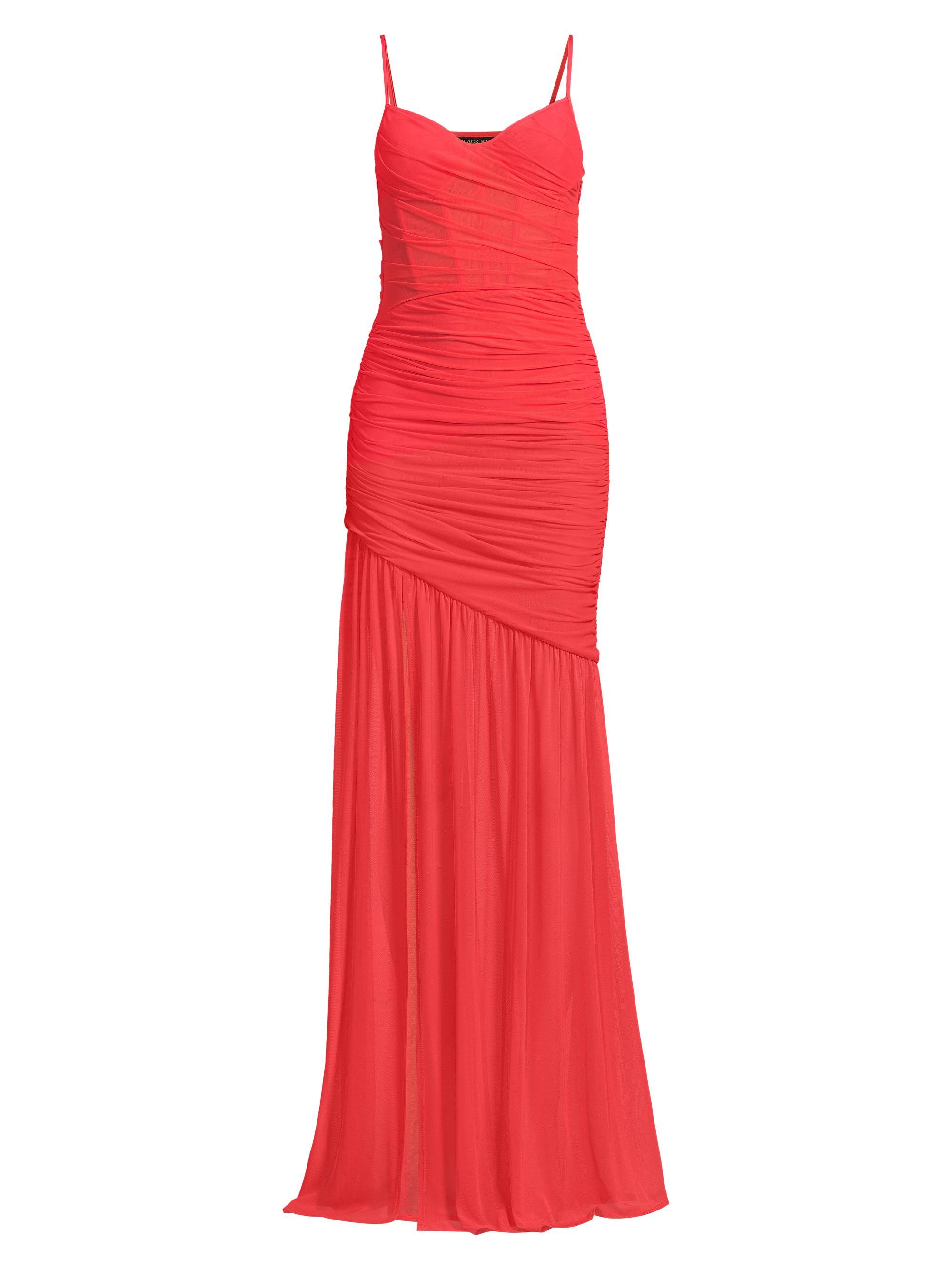Black Halo Women's Kristen Shirred Chiffon Gown - Coral