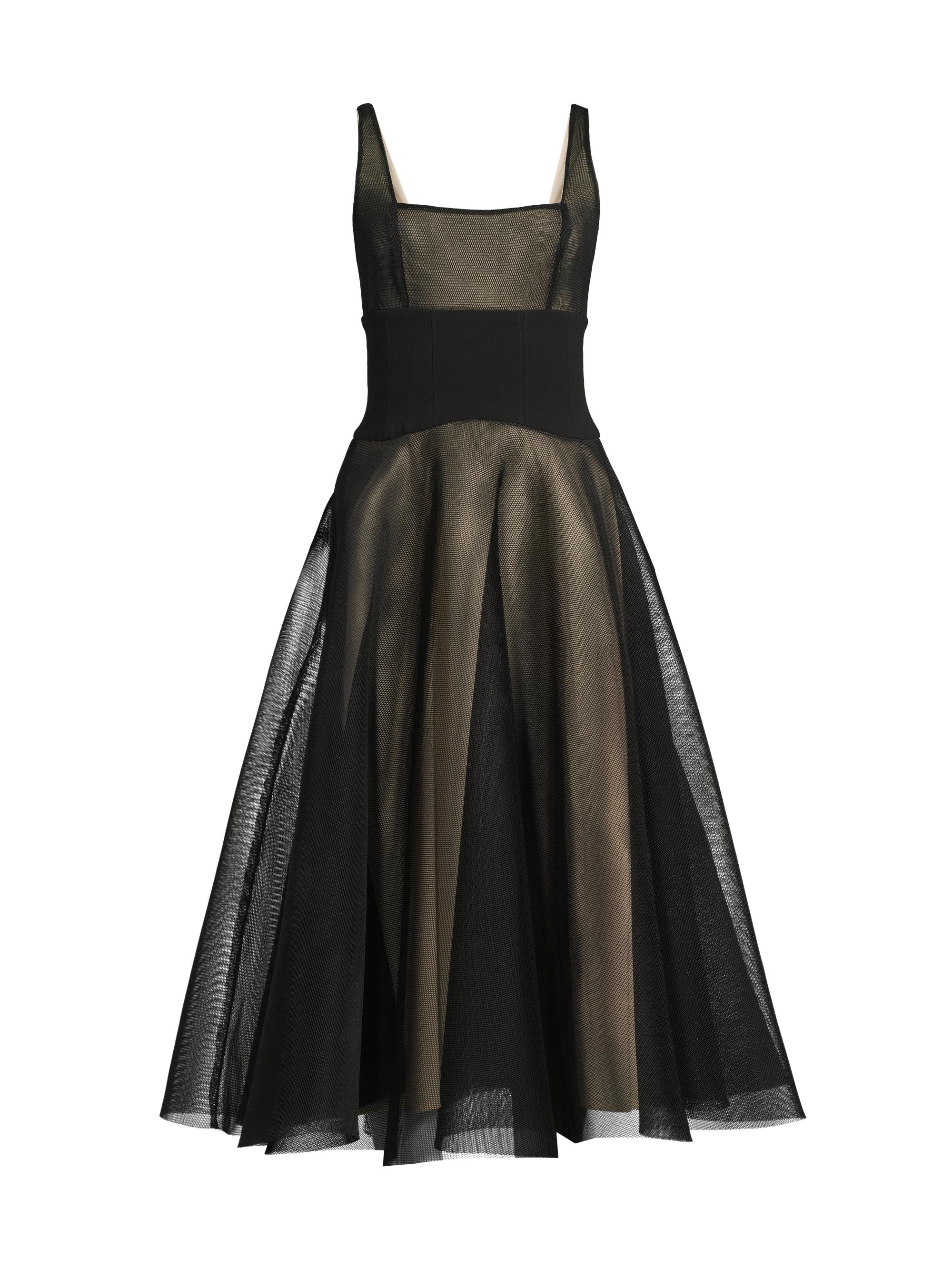 Vivi Mesh Fit & Flare Midi-Dress