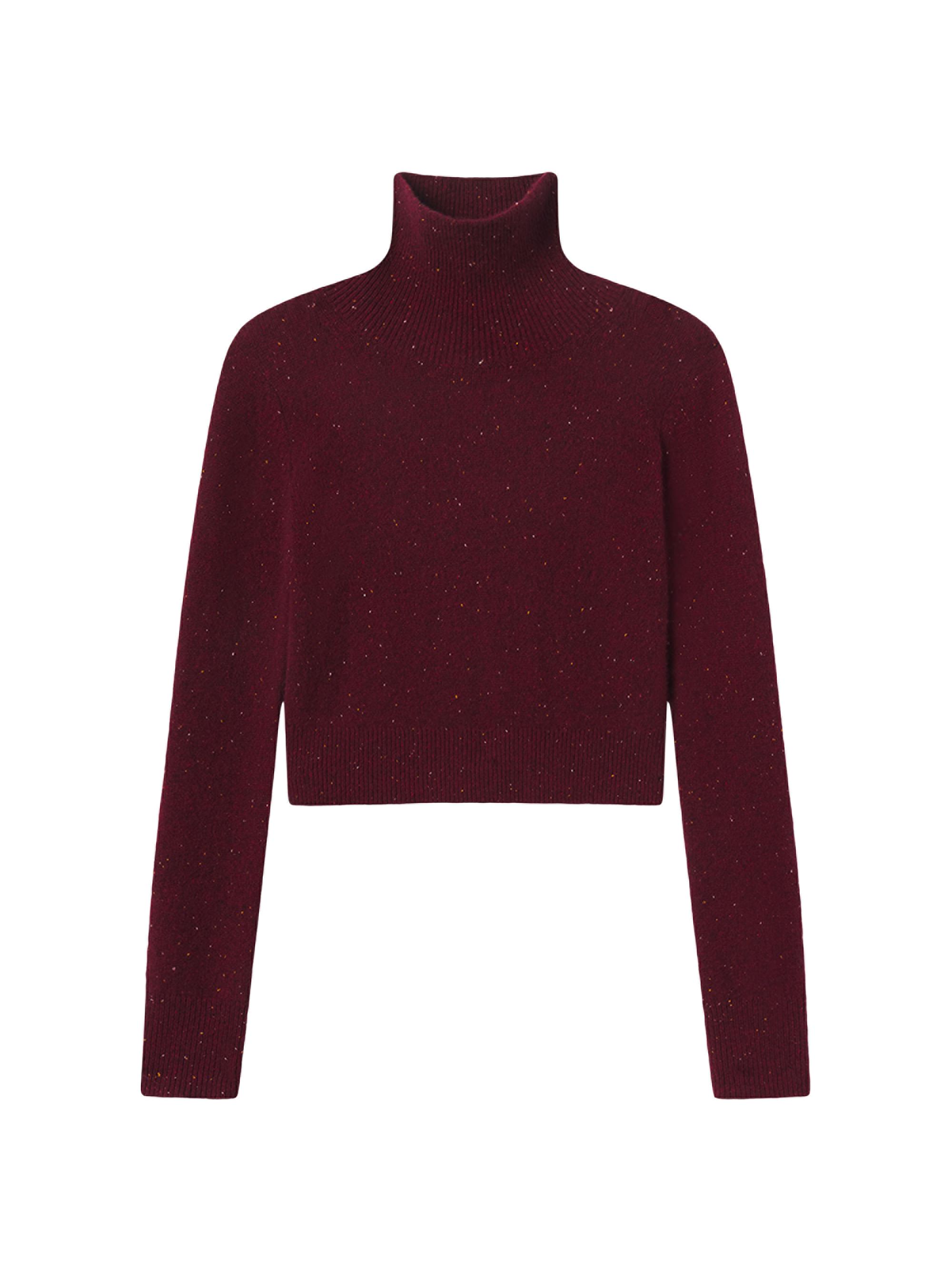 FRAME Women's The Cashmere Fleck Turtleneck Sweater - Pinot
