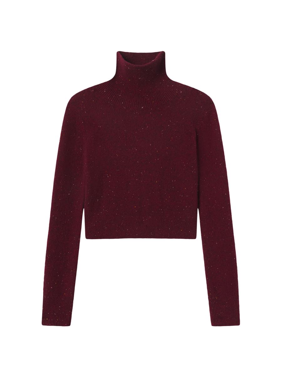 Frame Women's The Cashmere Fleck Turtleneck Sweater In Burgundy
