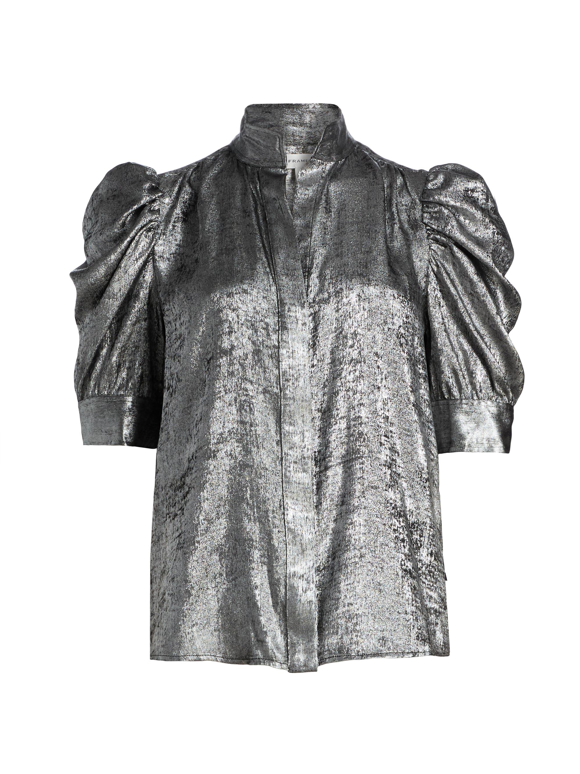 FRAME Women's The Shiny Gillian Blouse - Gunmetal