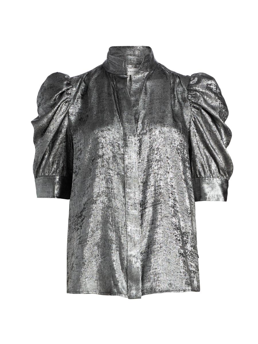 Frame Women's The Shiny Gillian Blouse In Gray