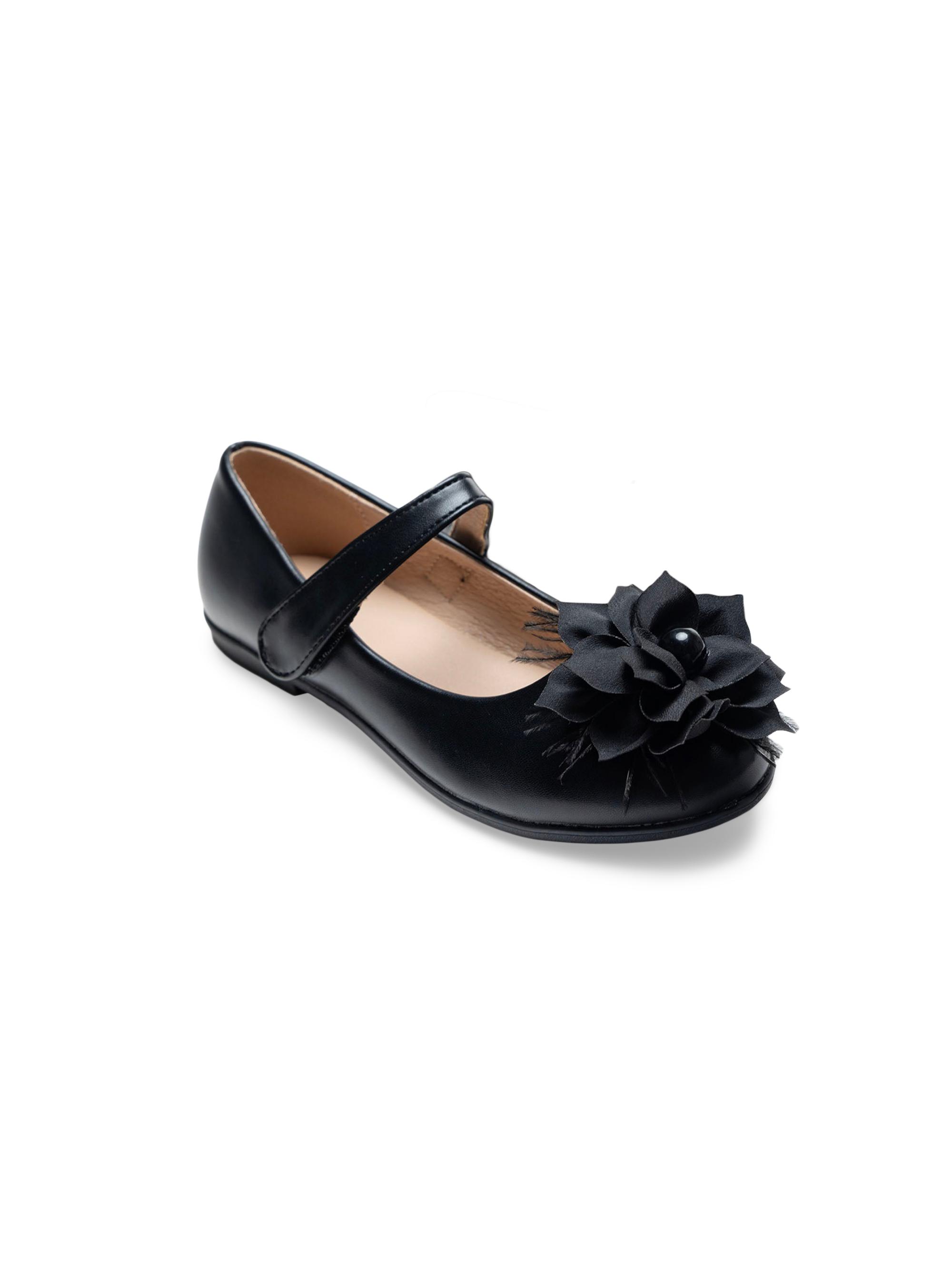 Tulleen Little Girl's & Girl's Dahlia Flower Flats - Black 4 (Child)