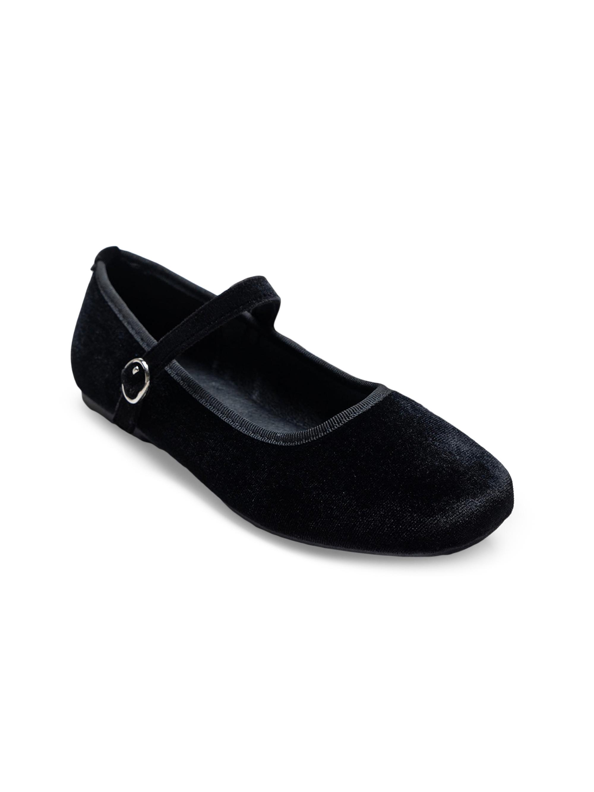 Tulleen Little Girl's & Girl's Michelle Satin Velvet Flats - Black 4 (Child)