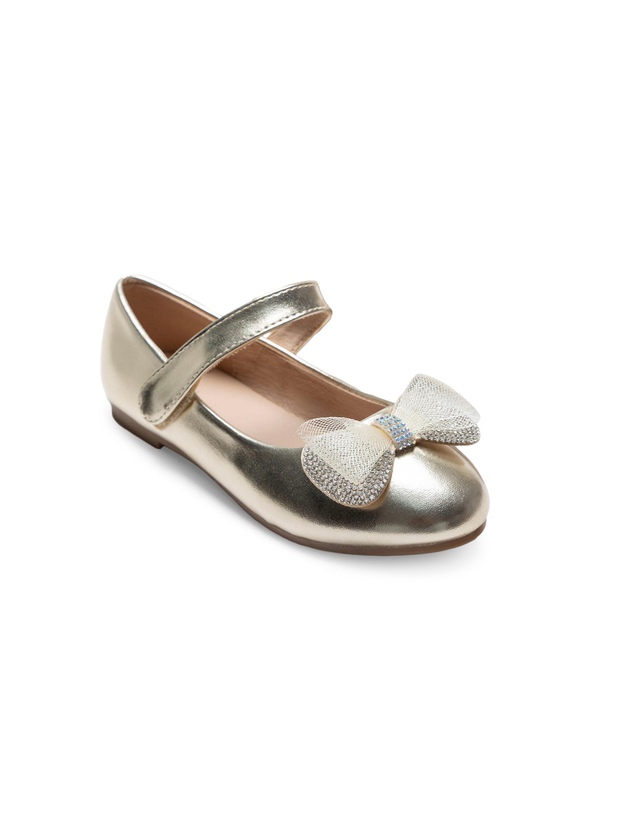 Tulleen Little Girl's & Girl's Lydia Bow Flats - Gold 4 (Child)