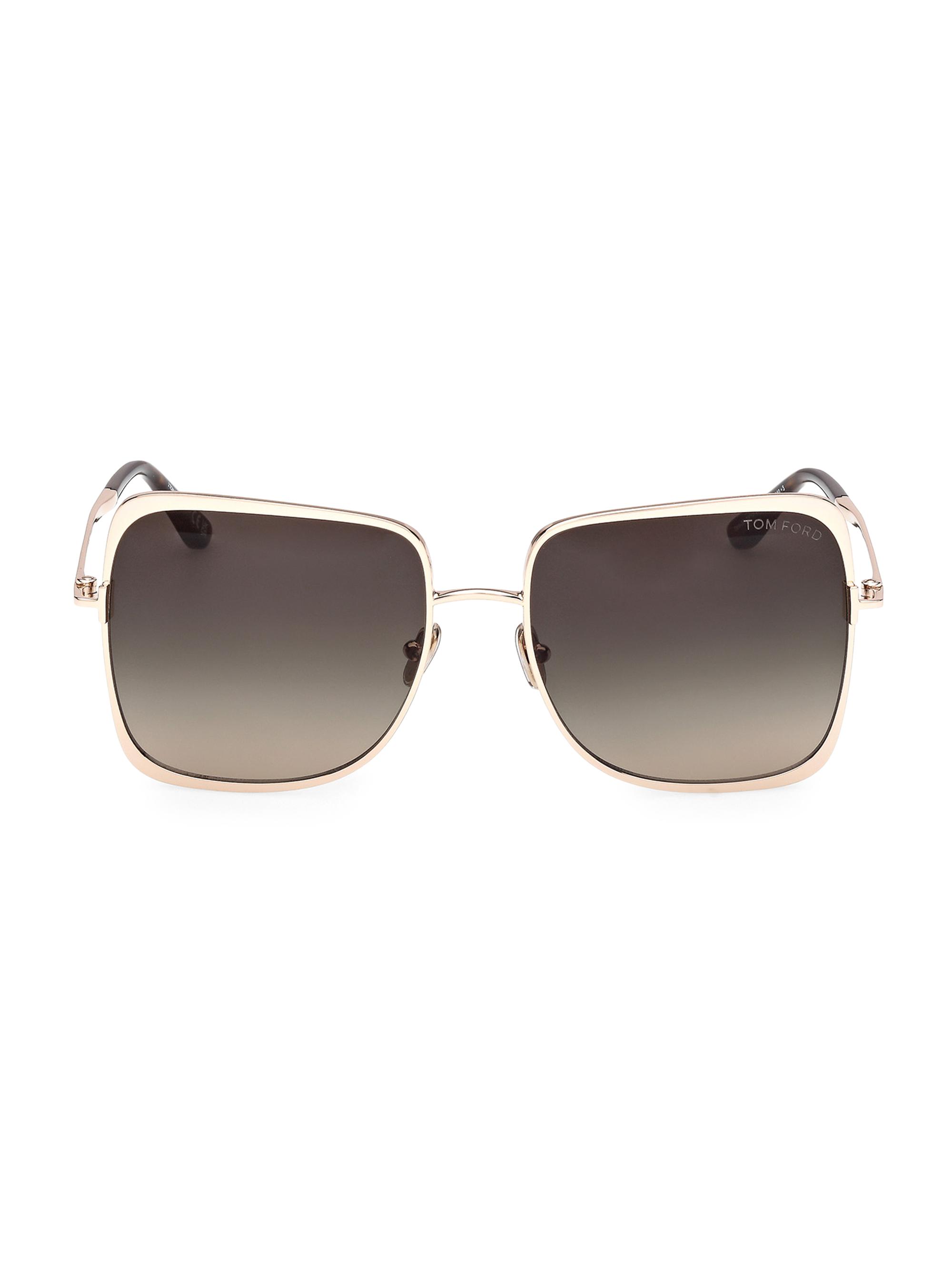 TOM FORD Women's Tara 57MM Square Sunglasses - Gold Black