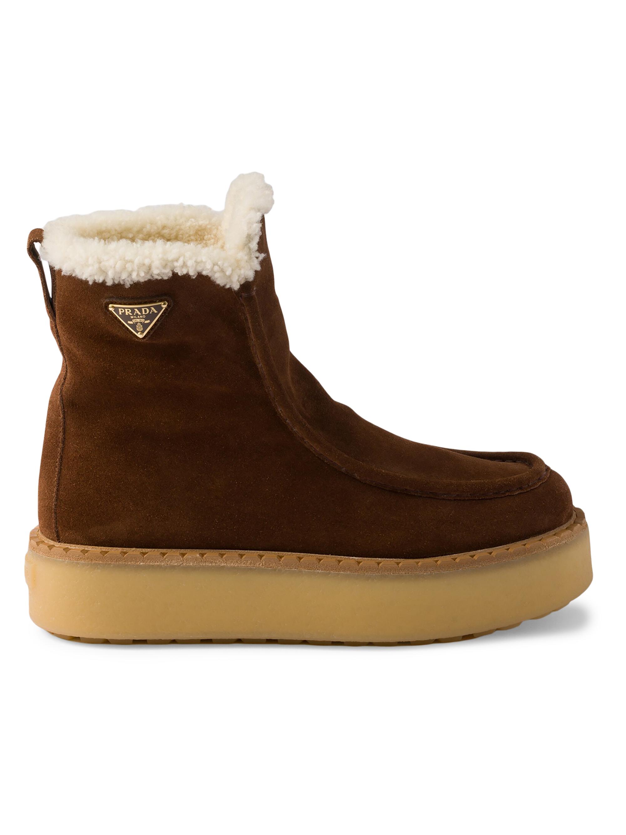 Prada Suede and Shearling Booties | Saks Fifth Avenue