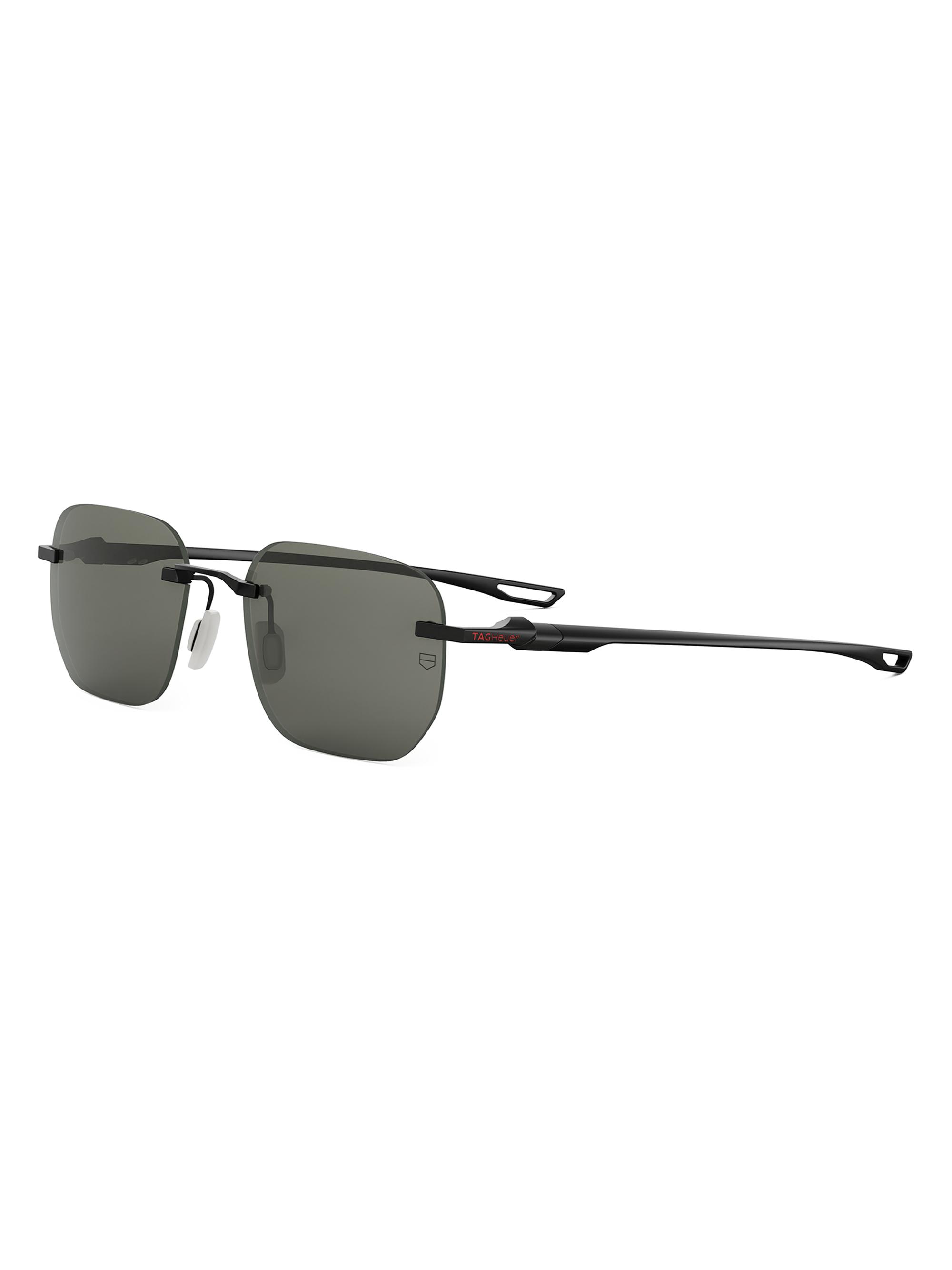 TAG Heuer Men's 55MM Mini Vingt Sept Rectangular Sunglasses - Black Dark Grey